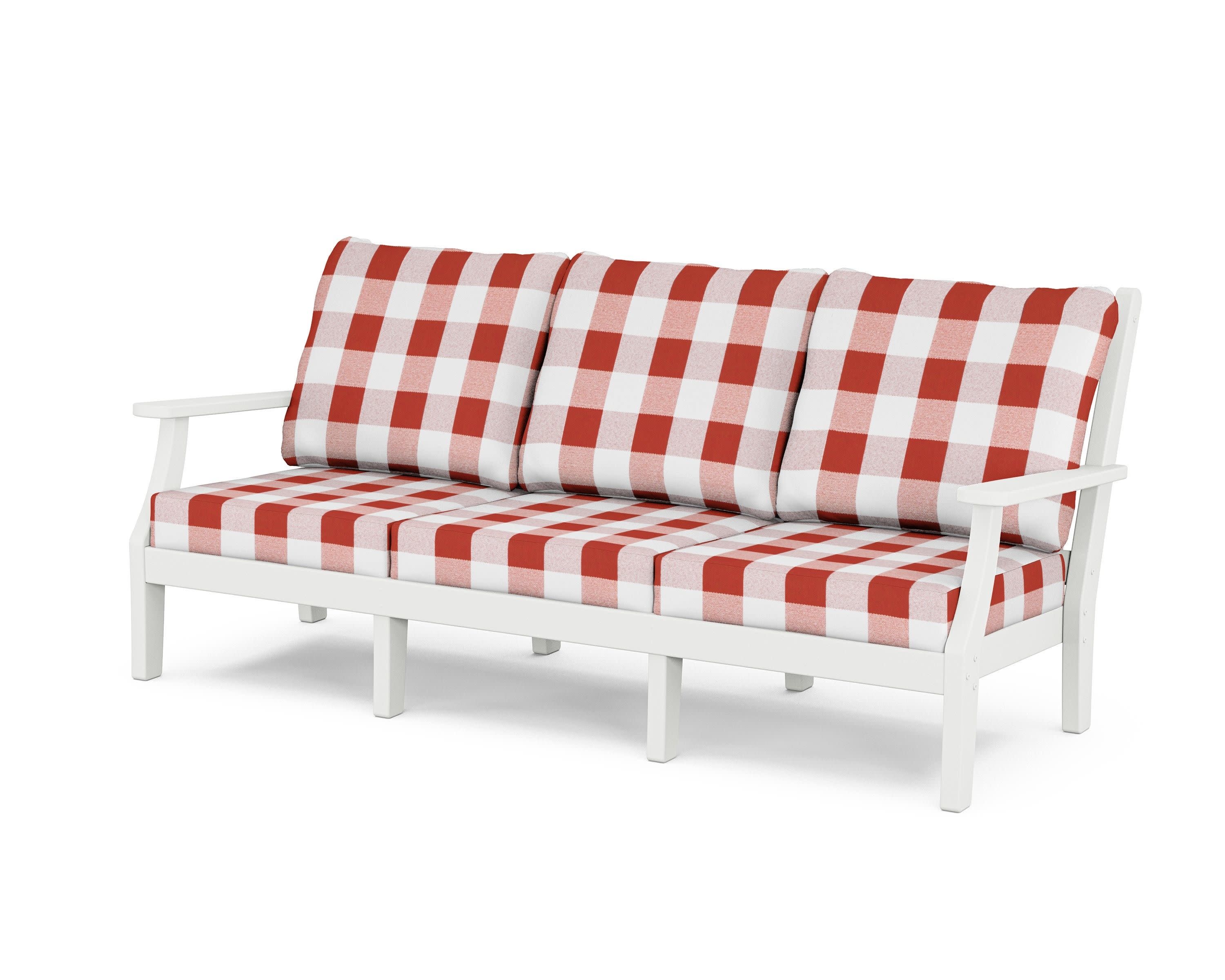 Wovendale Deep Seating Sofa in White / Buffalo Plaid Crimson