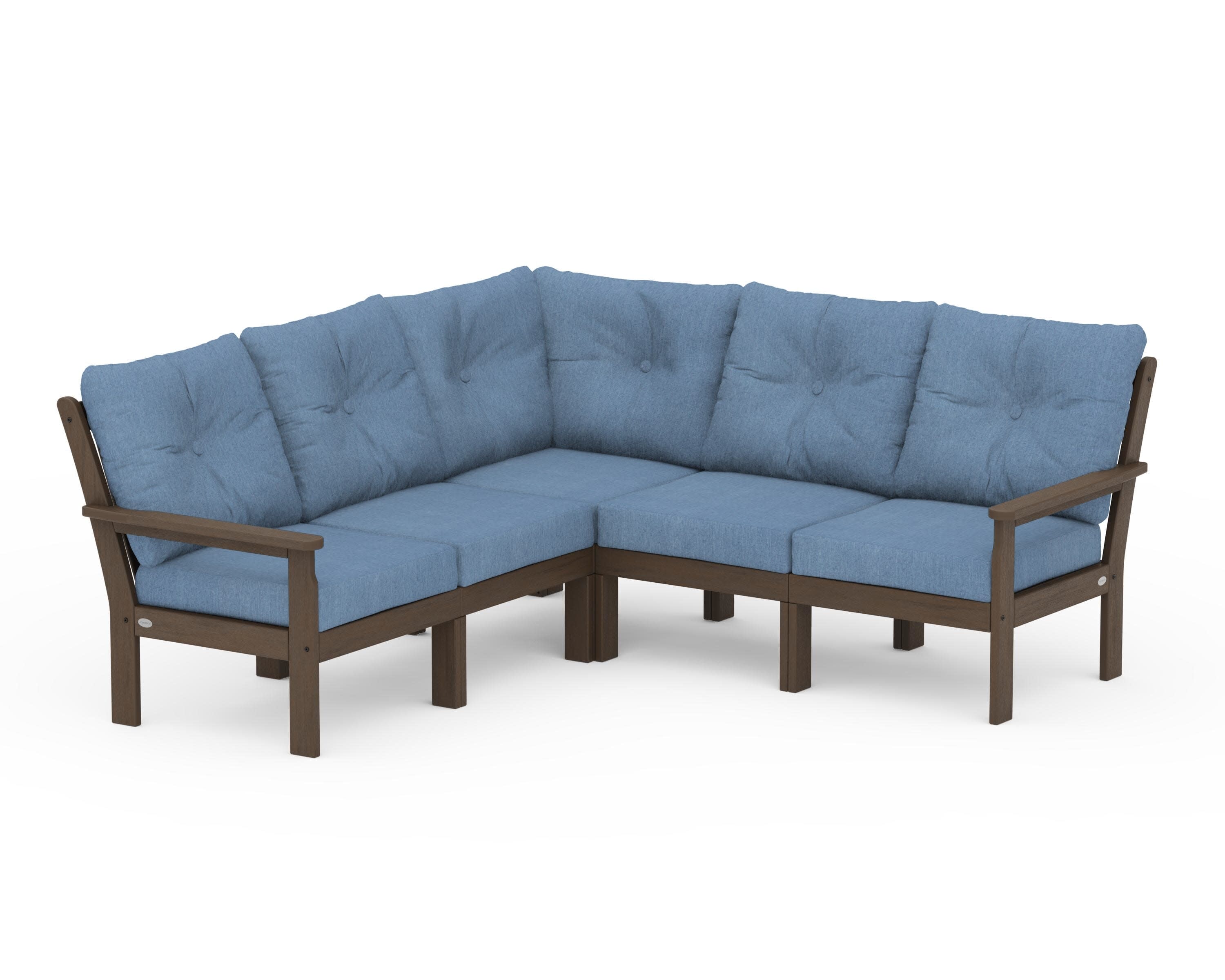 Vineyard 5-Piece Sectional in Kona / Sky Blue