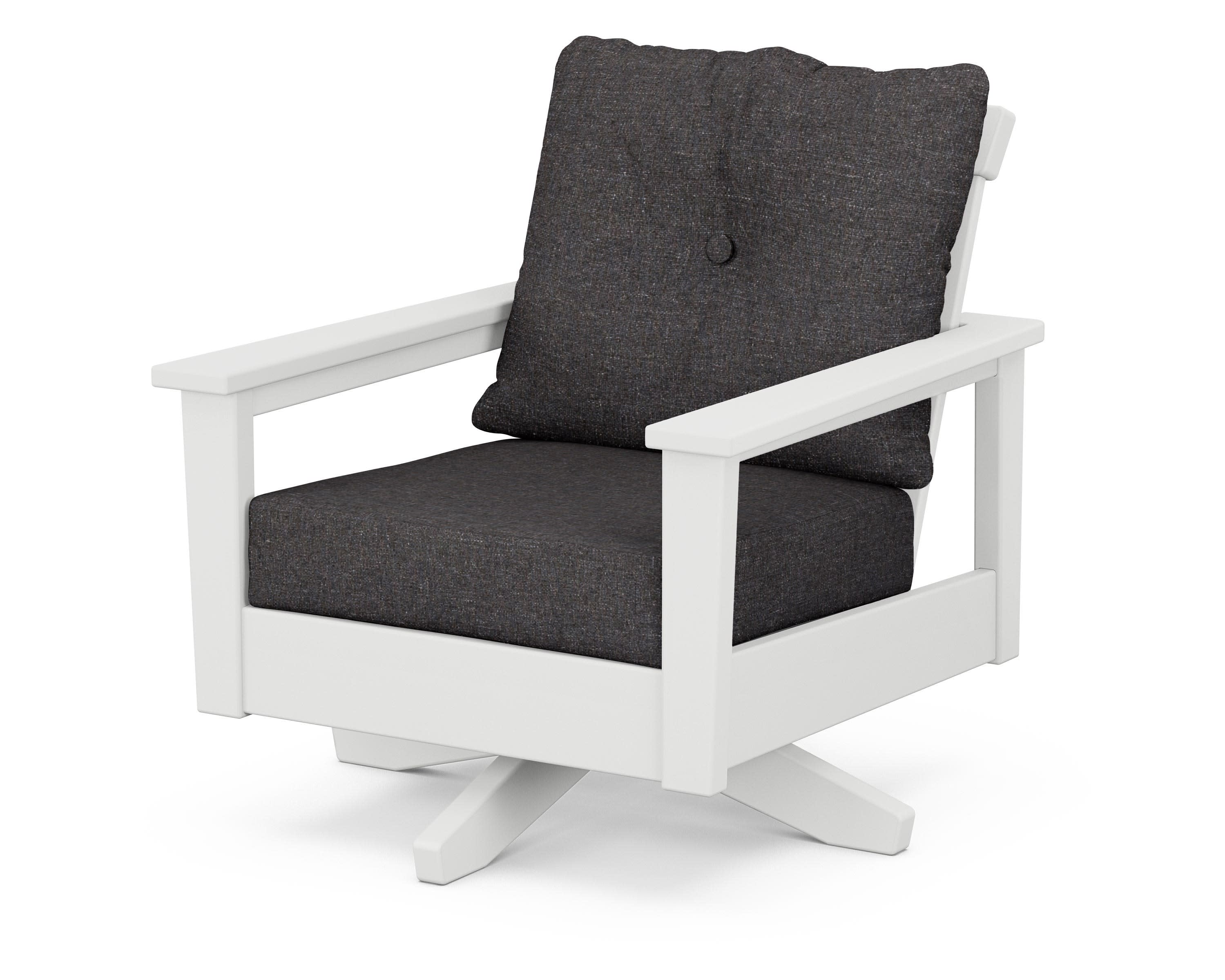 Prescott Deep Seating Swivel Chair in White / Ash Charcoal