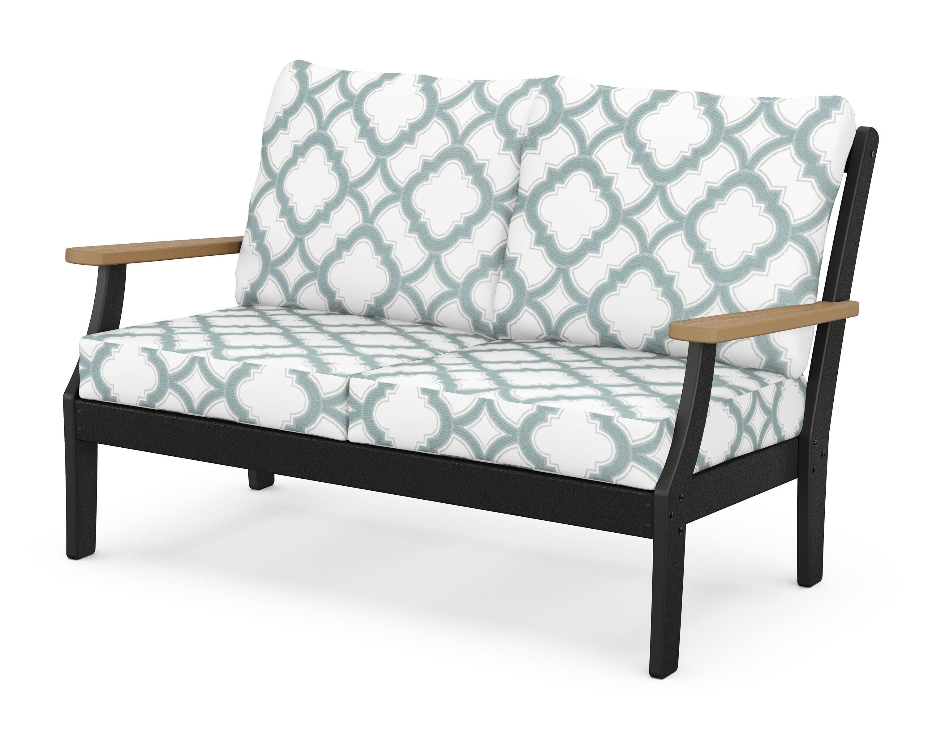 Braxton Deep Seating Loveseat in Black / Natural / Trellis Glacier Spa