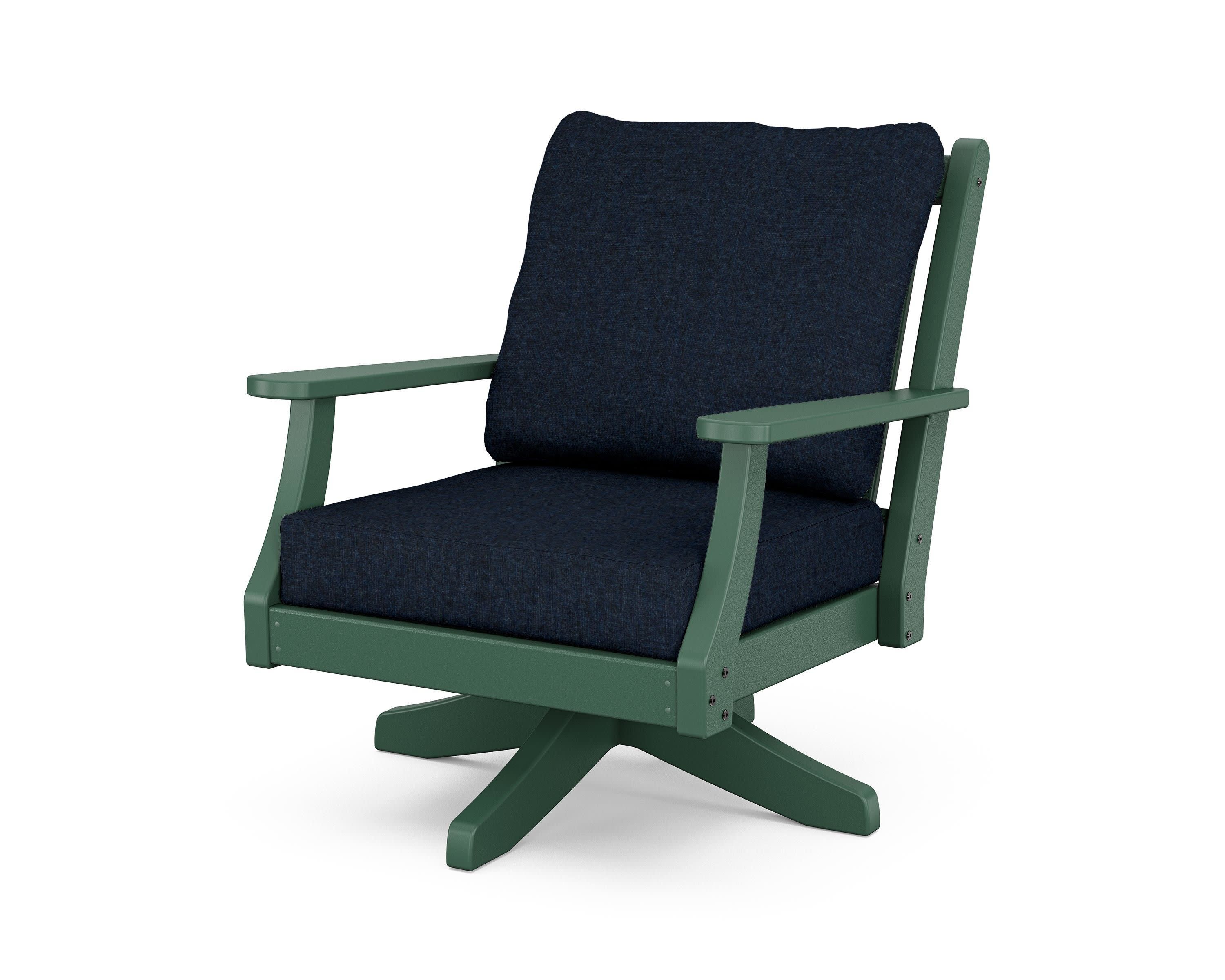 Wovendale Deep Seating Swivel Chair in Green / Marine Indigo