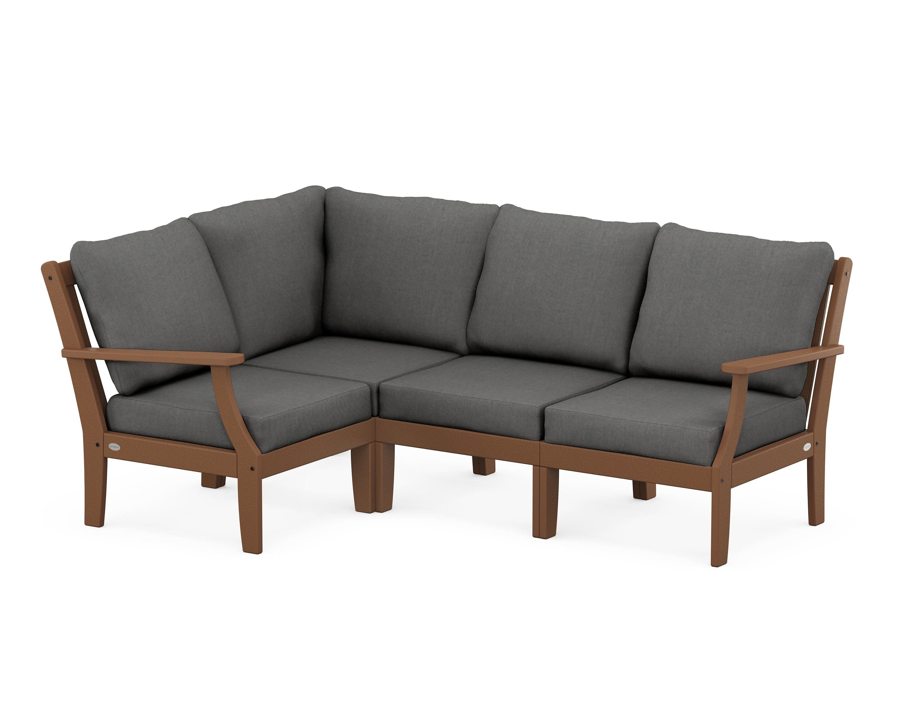Braxton Modular 4-Piece Deep Seating Set in Teak / Spectrum Carbon