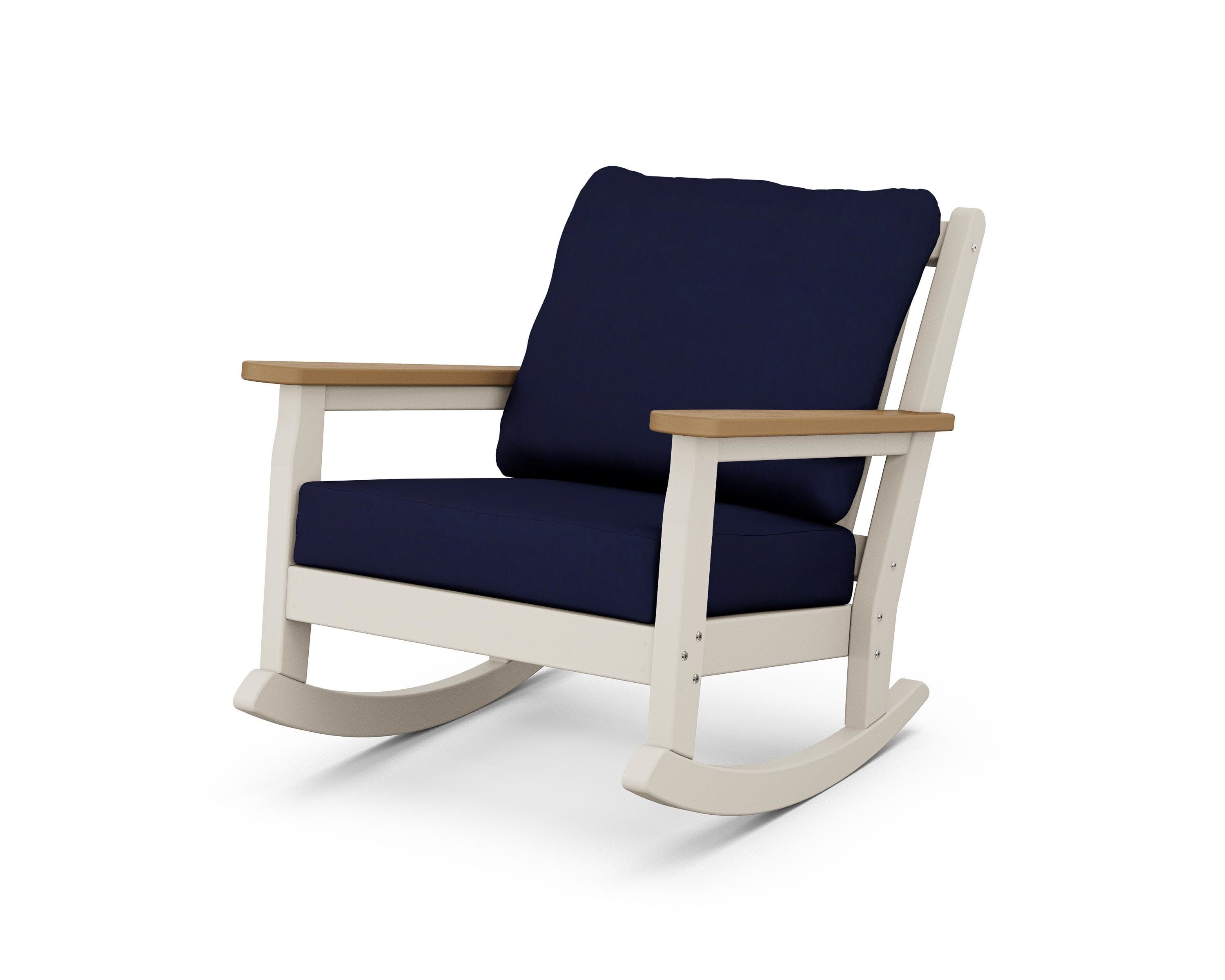 Chippendale Deep Seating Rocking Chair in Sand / Natural / Navy
