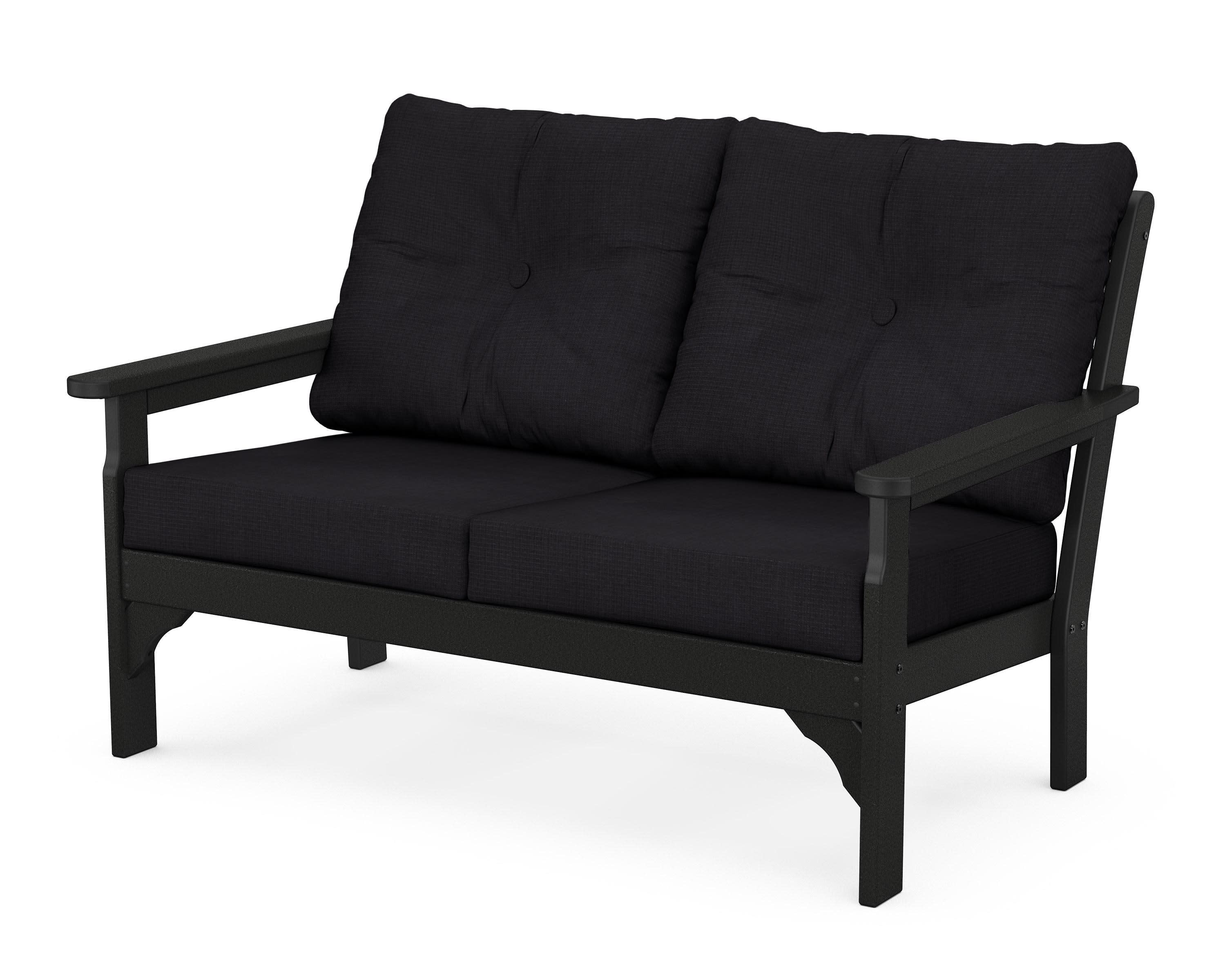 Vineyard Deep Seating Loveseat in Black / Midnight Linen