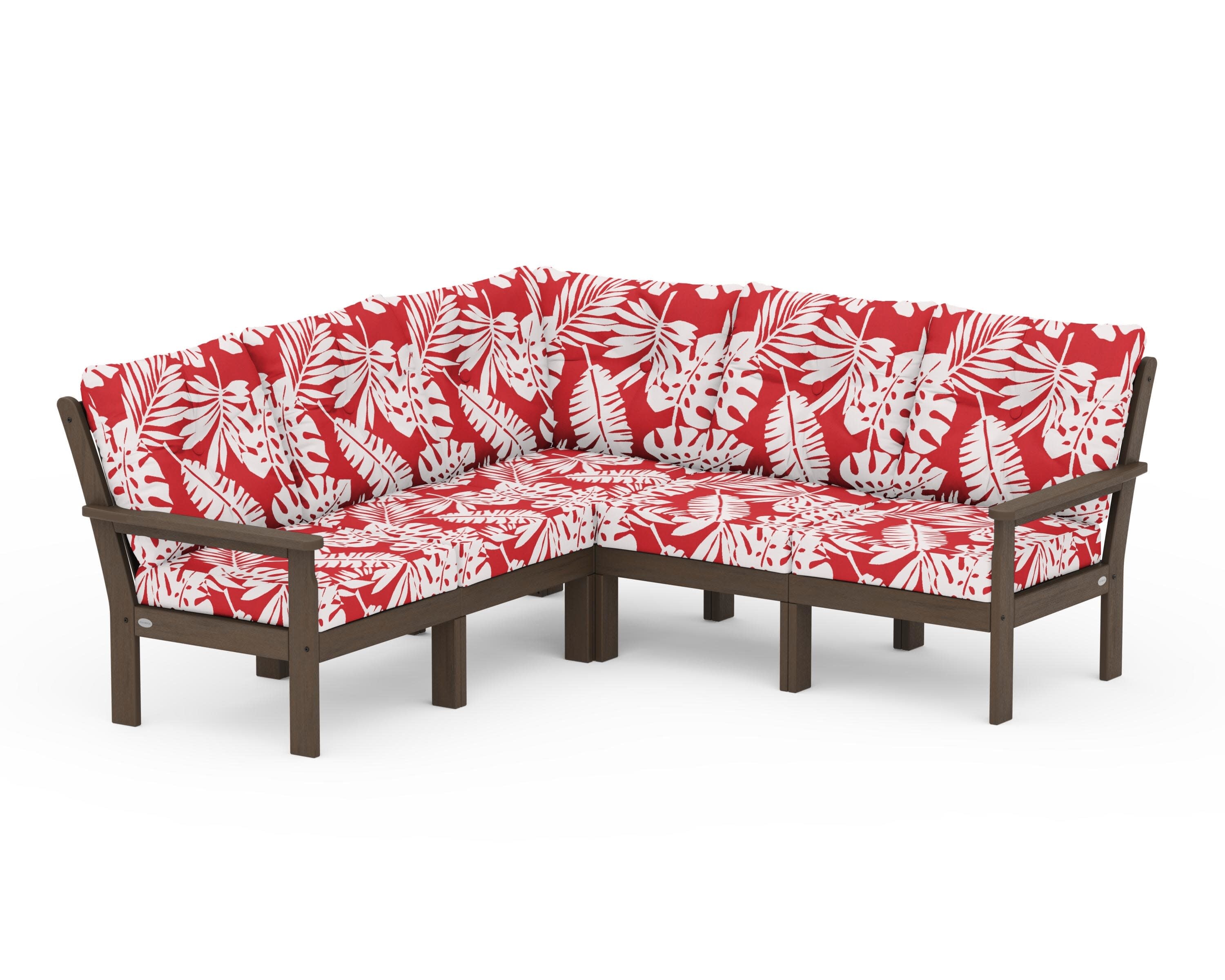 Vineyard 5-Piece Sectional in Kona / Leaf Crimson