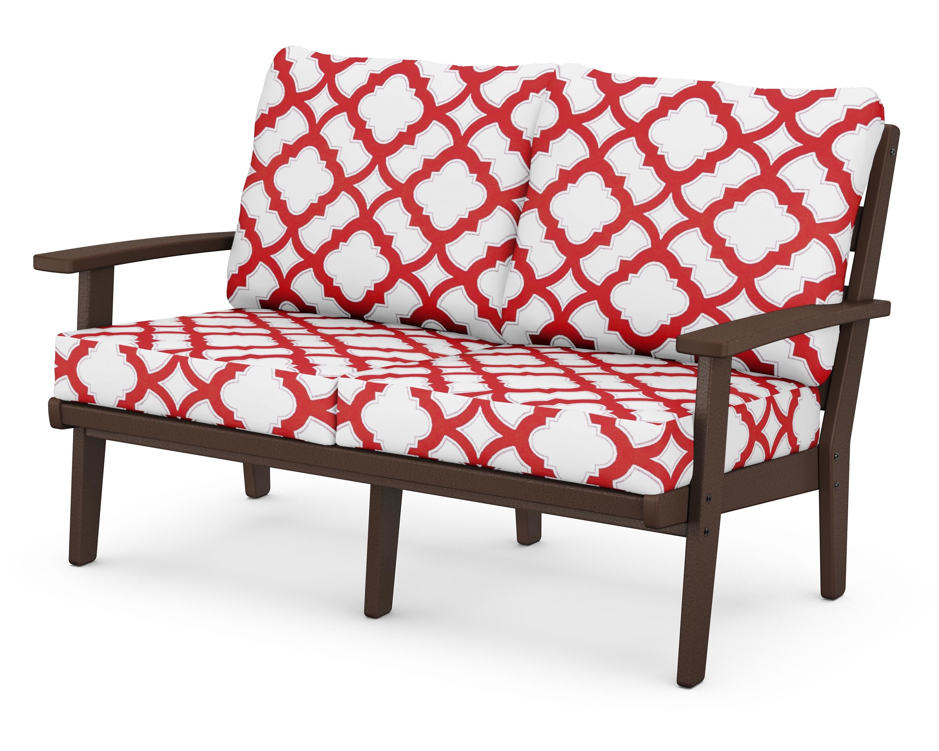 Grant Park Deep Seating Loveseat in Mahogany / Trellis Crimson