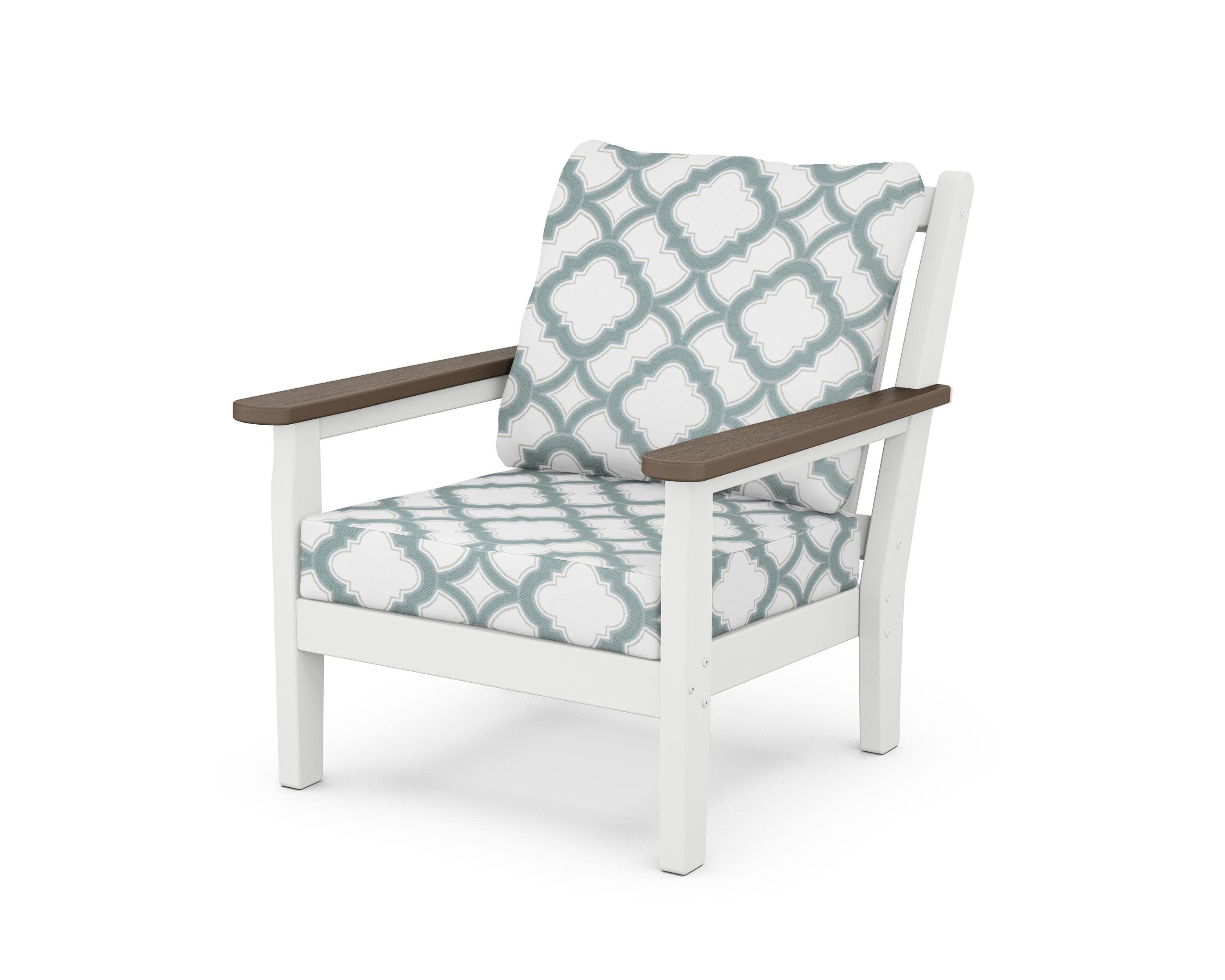 Chippendale Deep Seating Chair in White / Kona / Trellis Glacier Spa