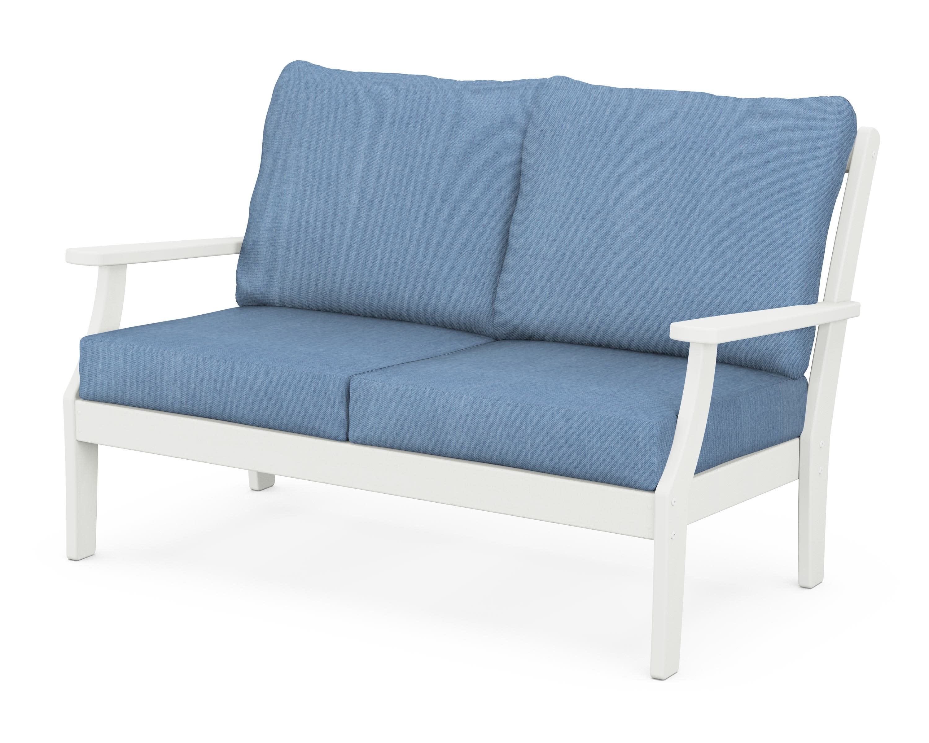 Braxton Deep Seating Loveseat in Vintage White / Sky Blue