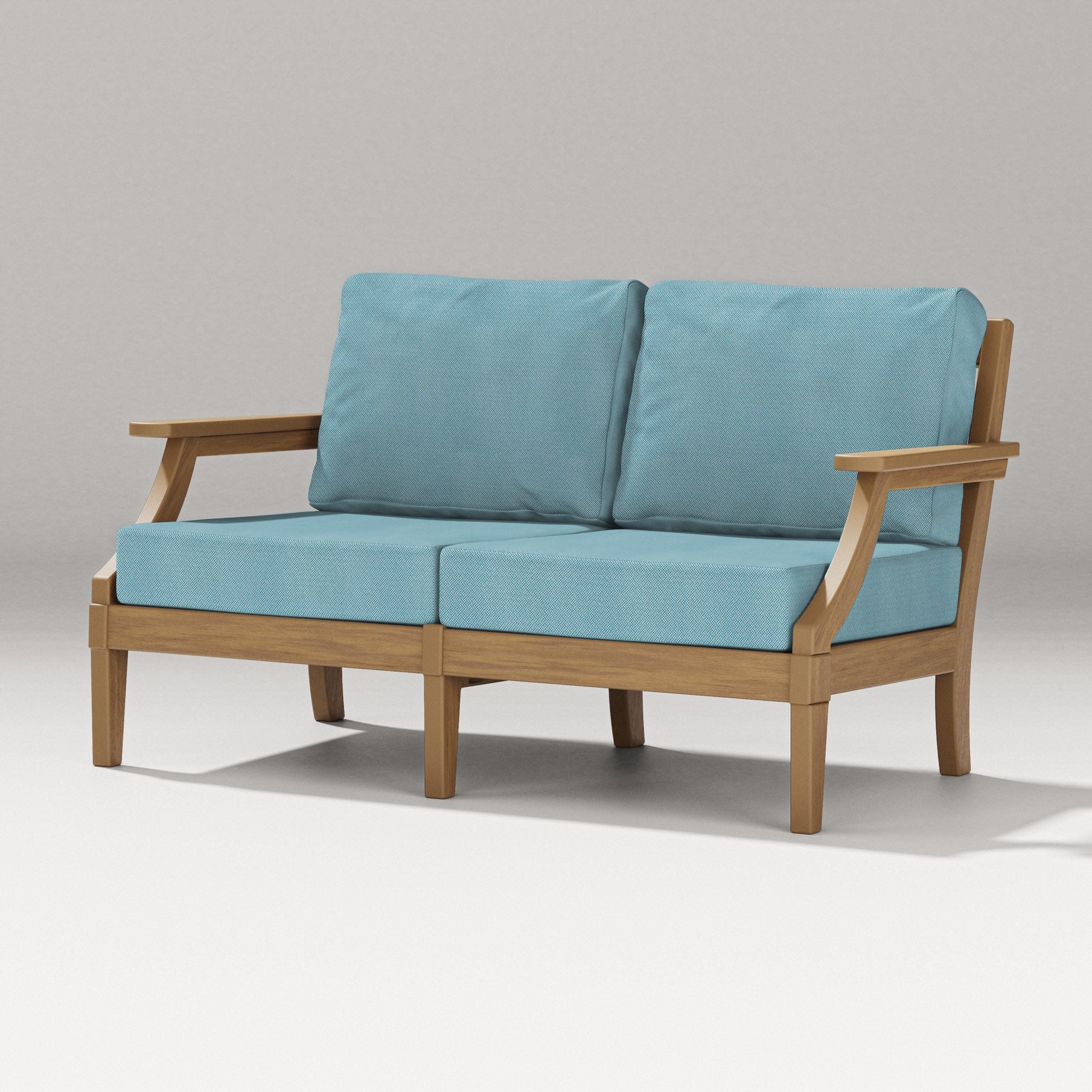 Estate Loveseat in Natural / Lattice Sky Blue