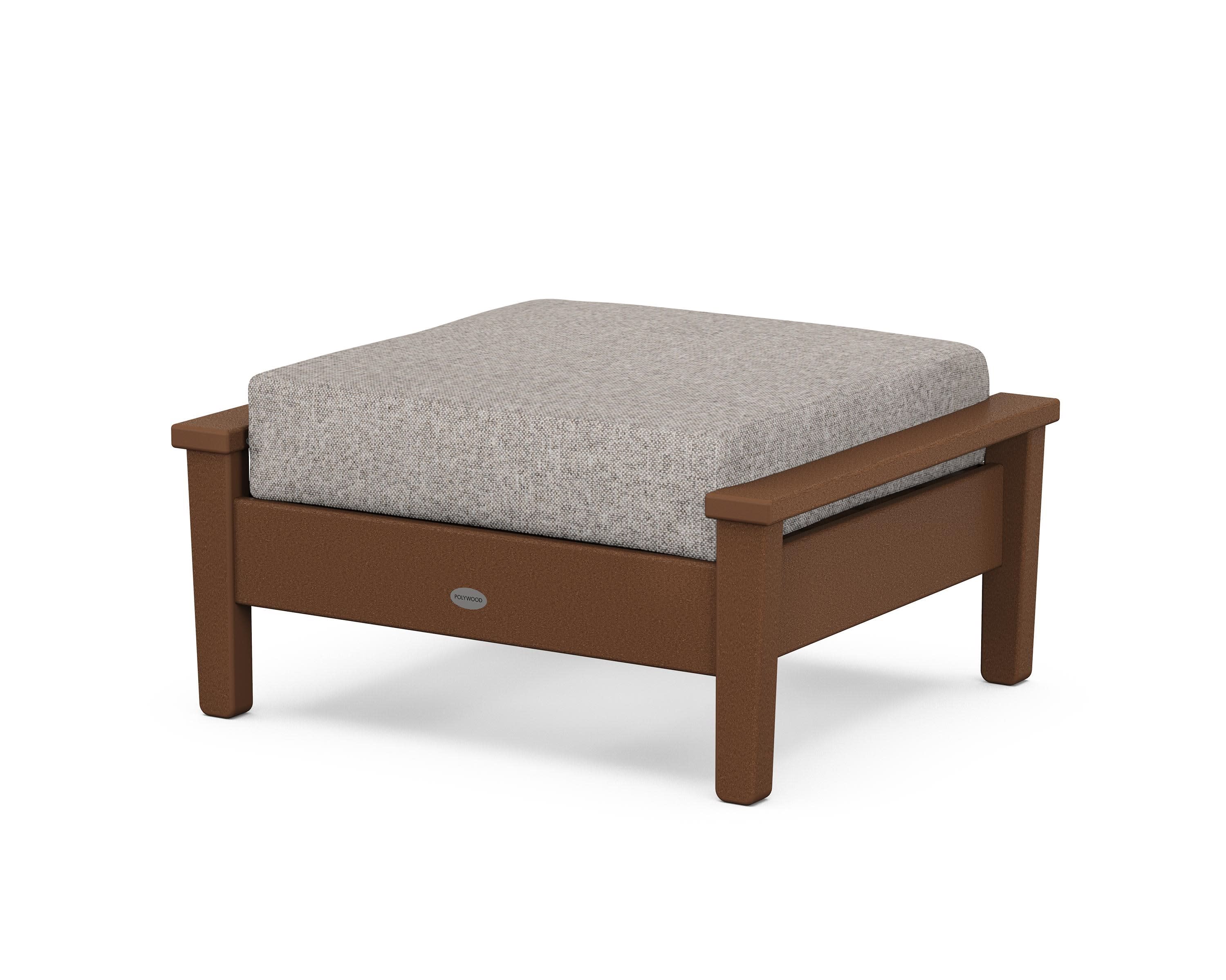 Prescott Deep Seating Ottoman in Teak / Weathered Tweed