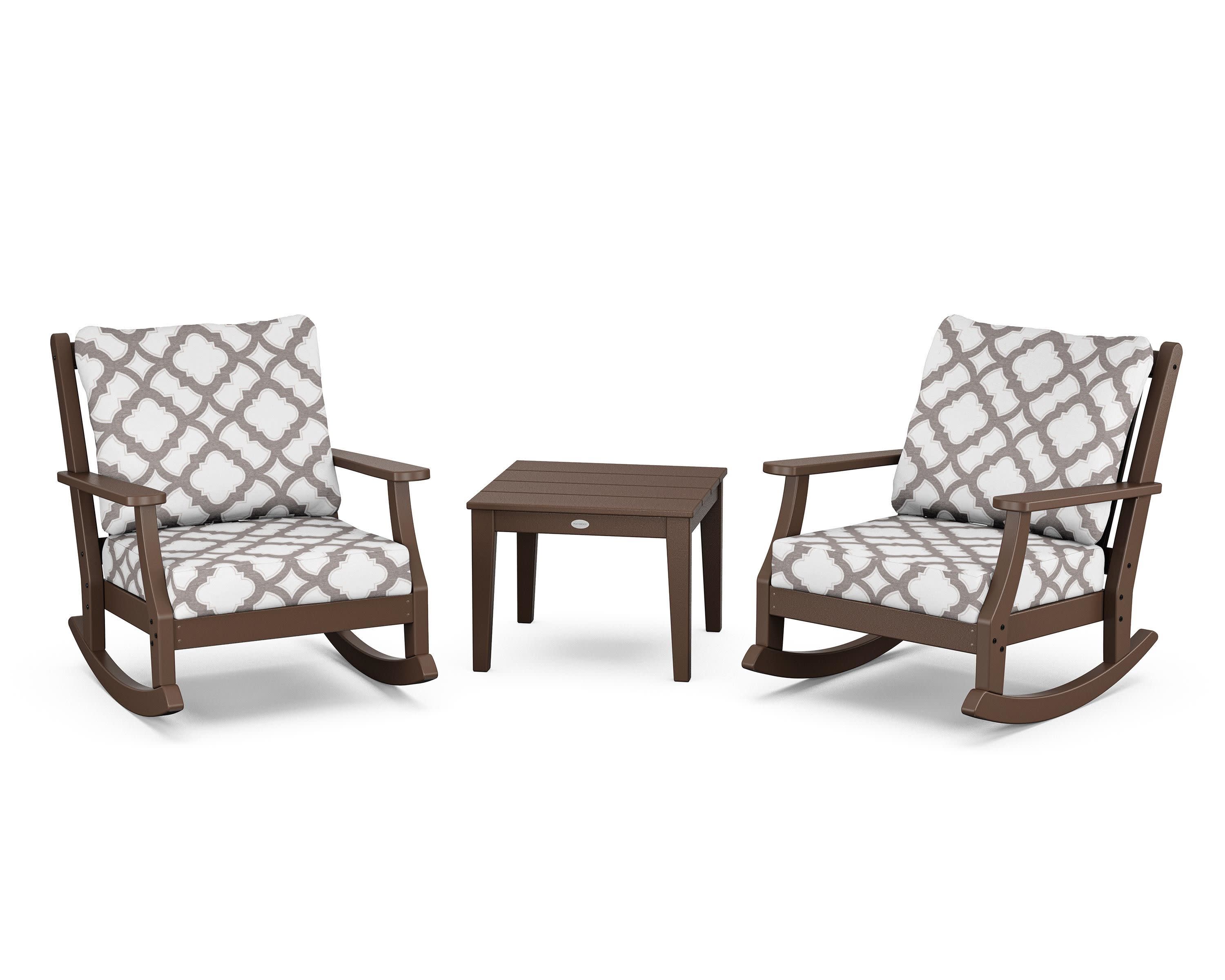Wovendale 3-Piece Deep Seating Rocker Set in Mahogany / Trellis Grey Mist
