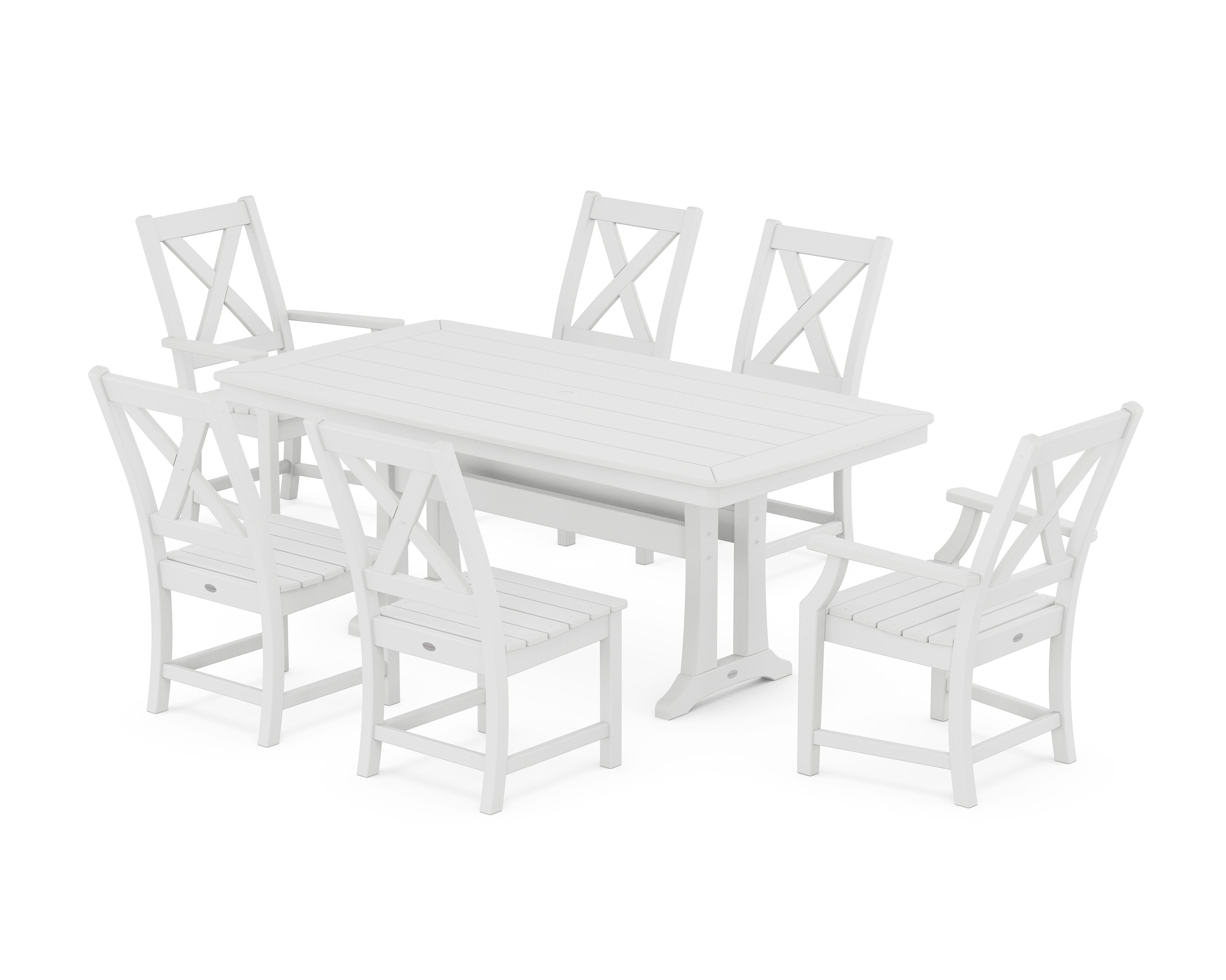 Braxton 7-Piece Dining Set with Trestle Legs in White