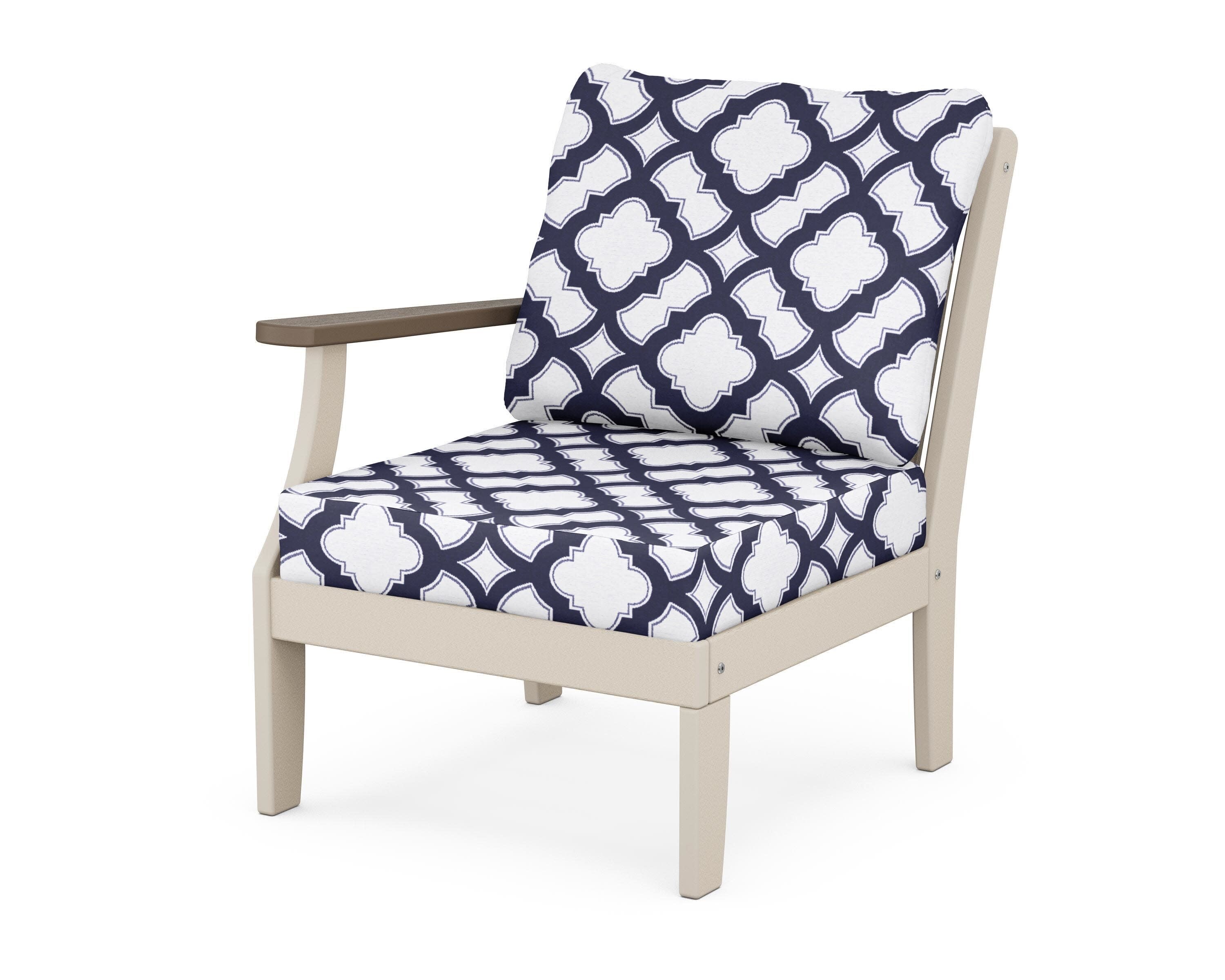 Braxton Modular Left Arm Chair in Sand / Kona / Trellis Navy