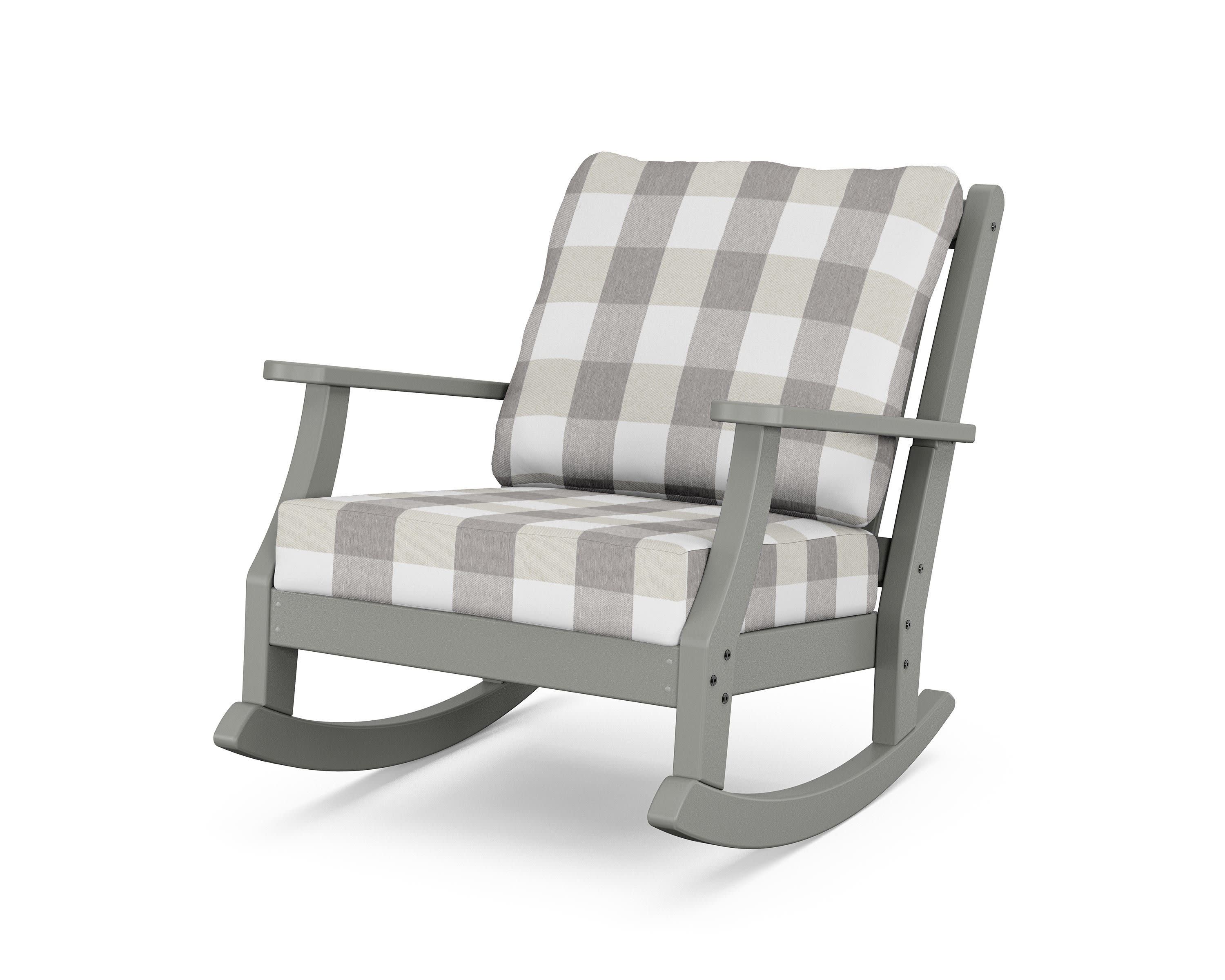 Wovendale Deep Seating Rocking Chair in Slate Grey / Buffalo Plaid Grey Mist
