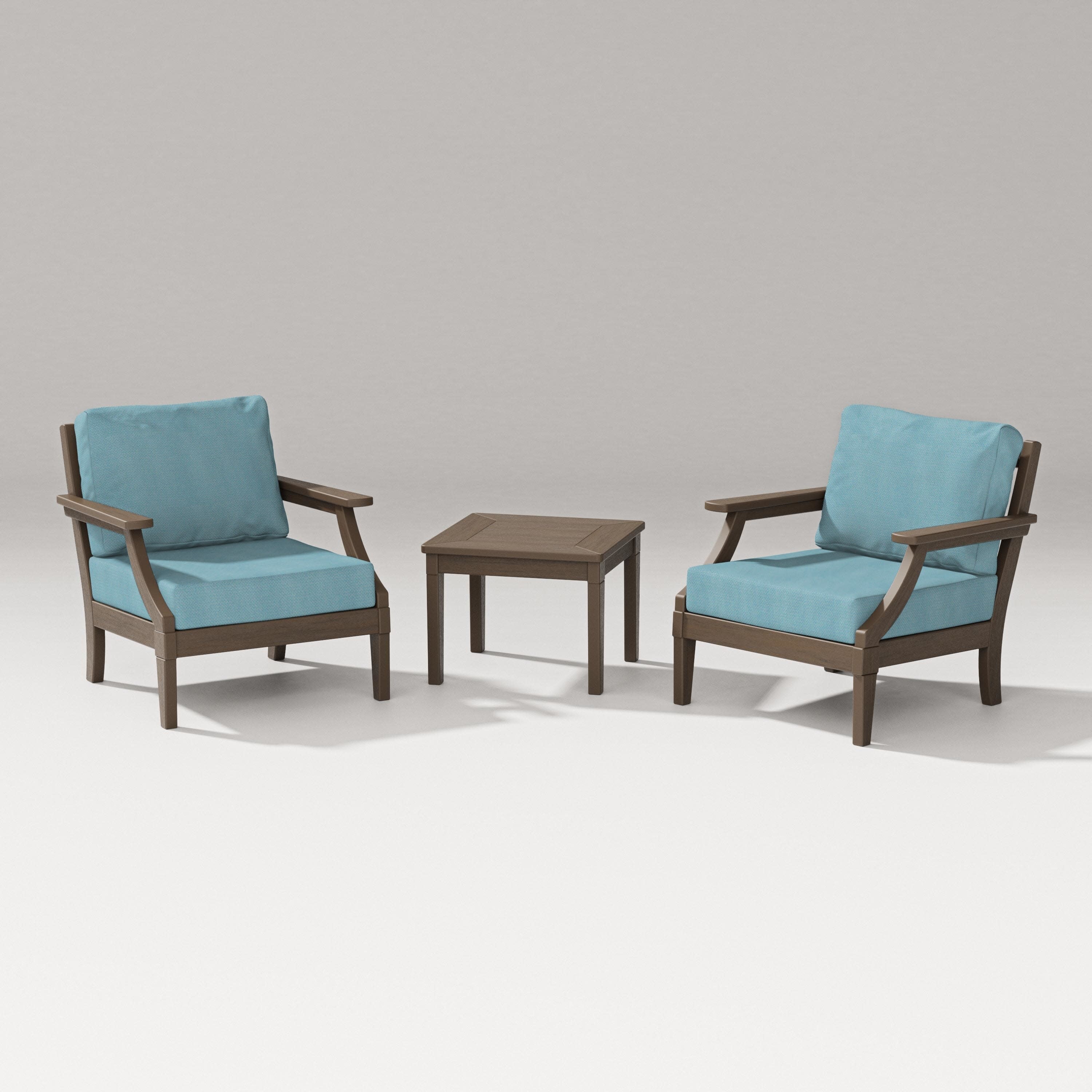 Estate 3-Piece Lounge Chair Set in Kona / Lattice Sky Blue