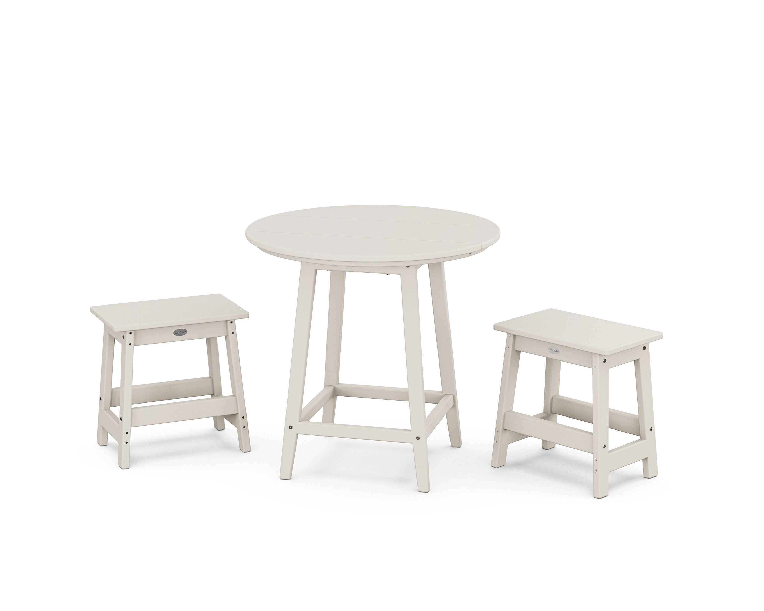 Modern Studio Stool 3-Piece Round Bistro Set in Sand