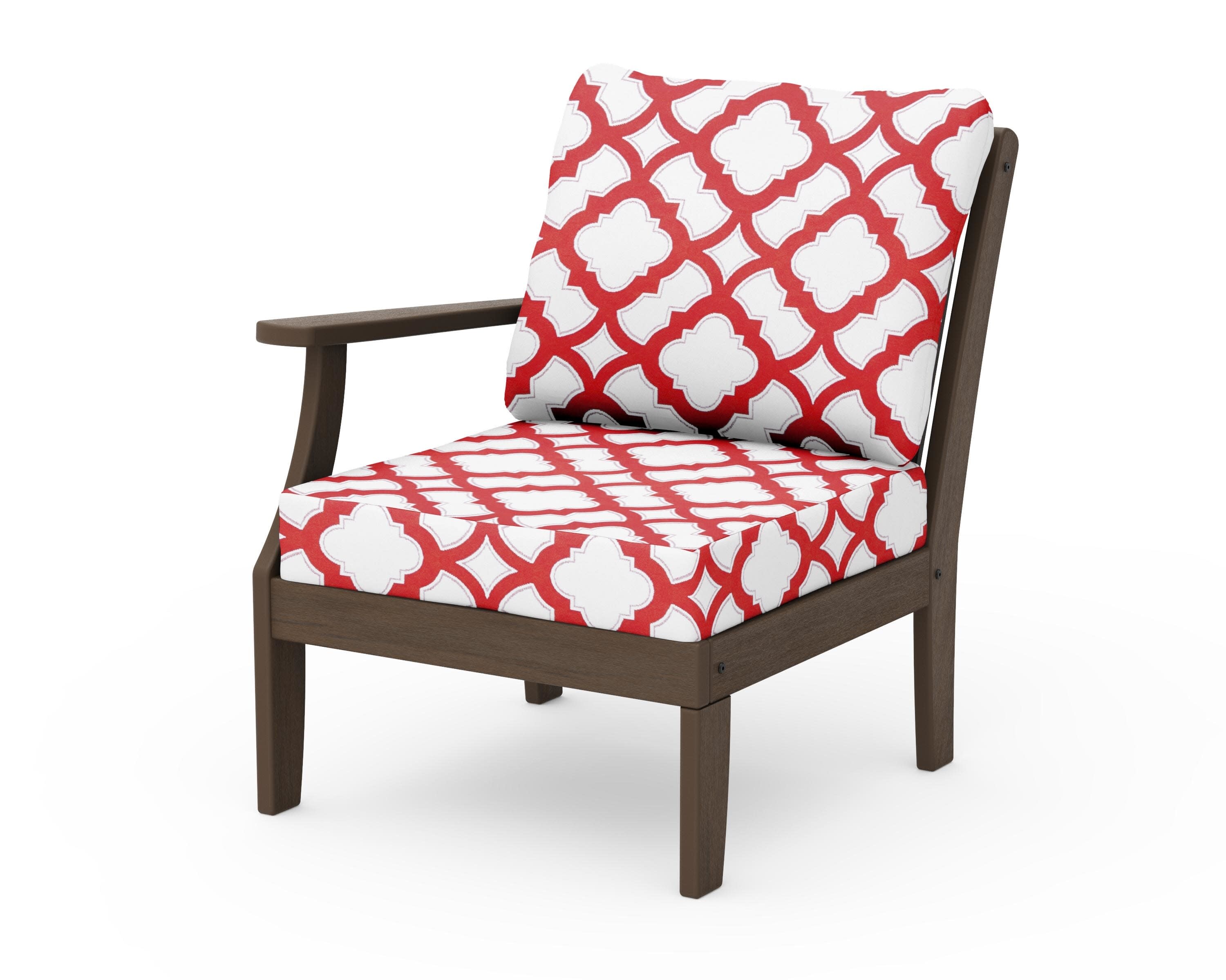 Braxton Modular Left Arm Chair in Kona / Trellis Crimson