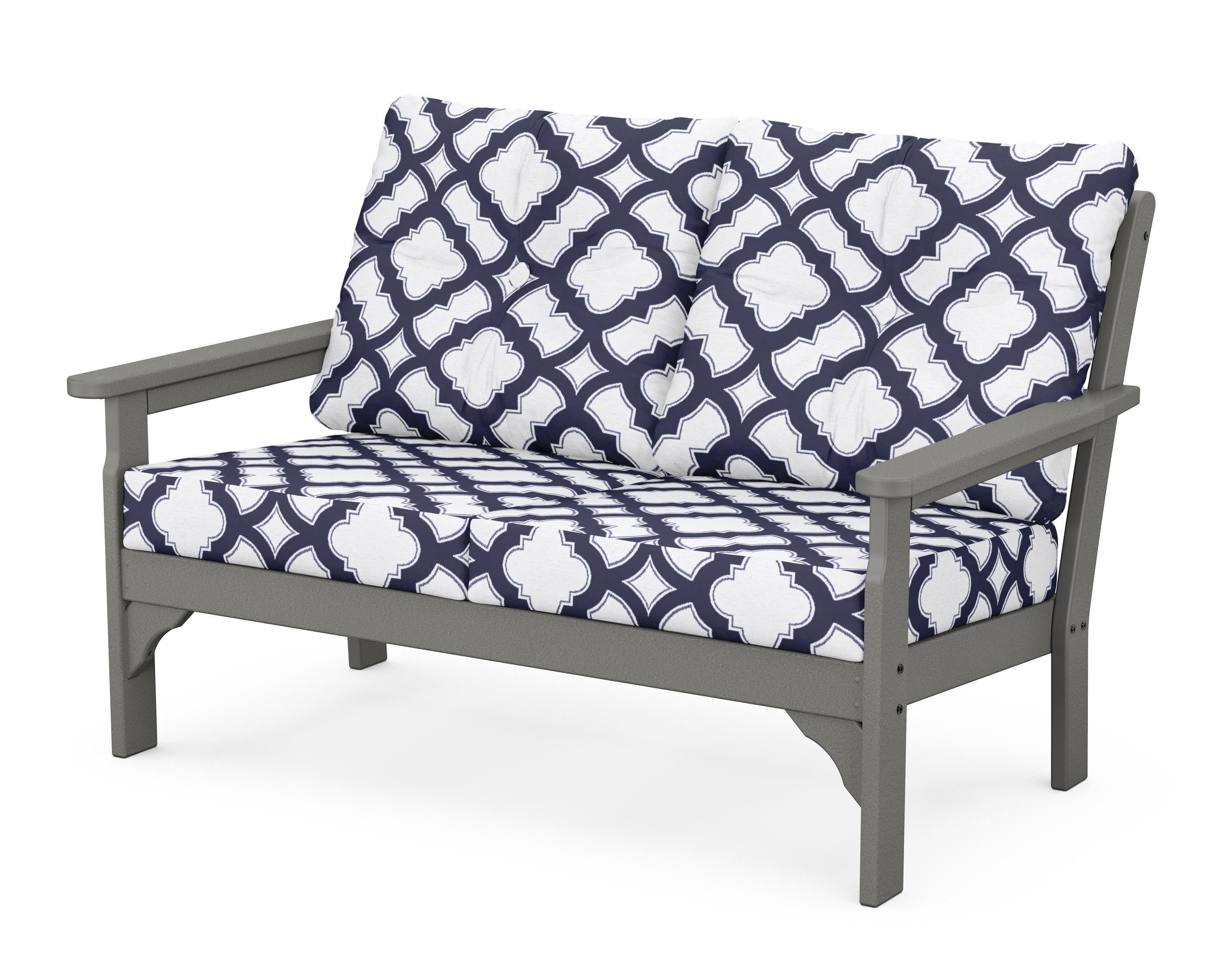 Vineyard Deep Seating Loveseat in Slate Grey / Trellis Navy