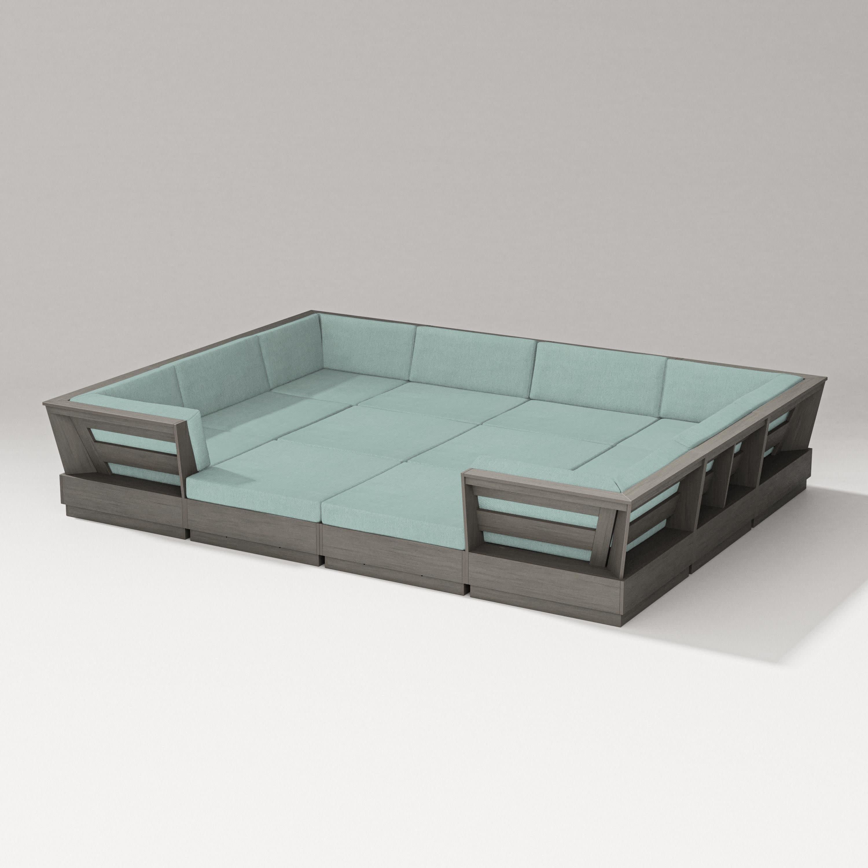 Elevate 12-Piece Pit Sectional in Driftwood / Glacier Spa