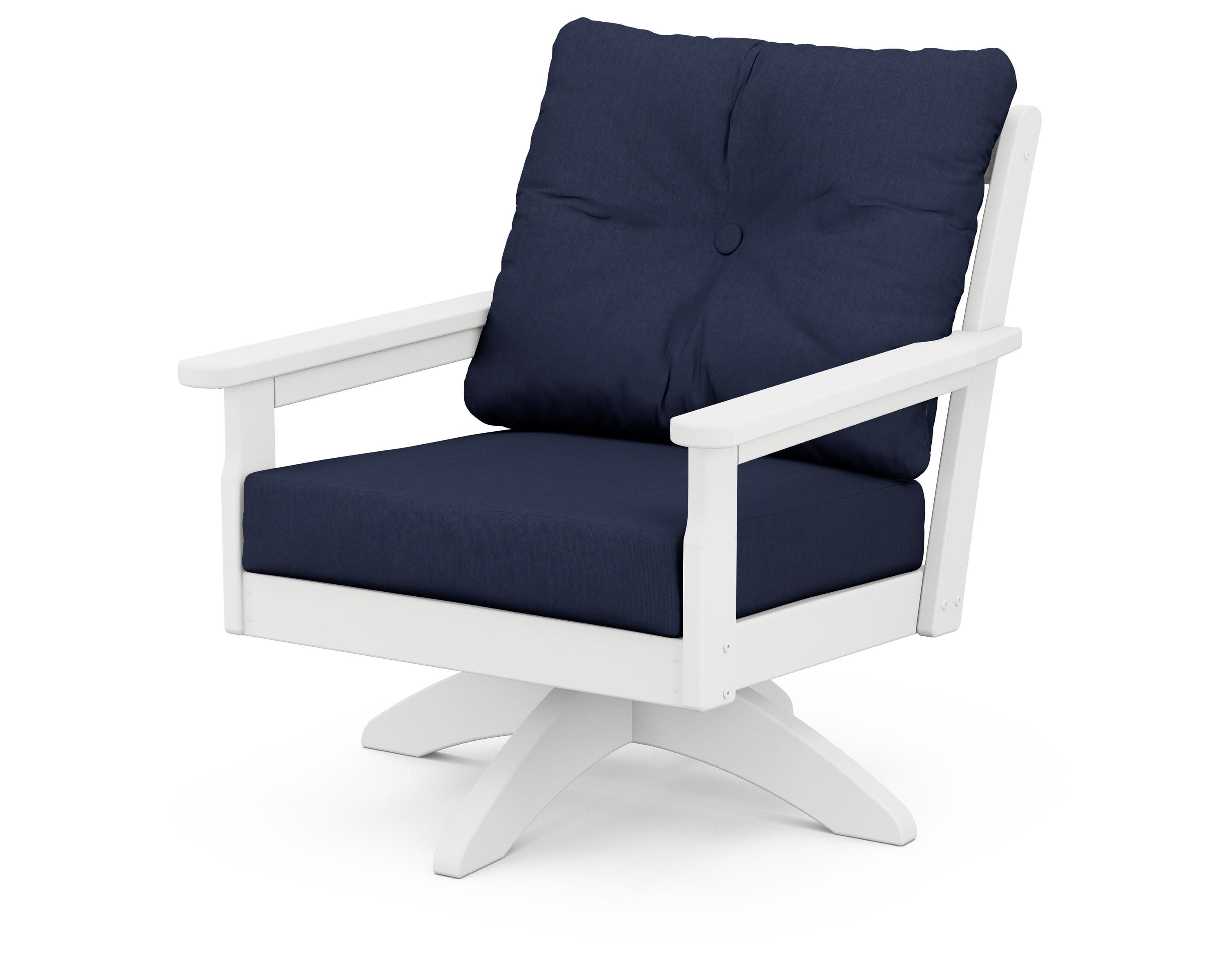 Vineyard Deep Seating Swivel Chair in White / Spectrum Indigo