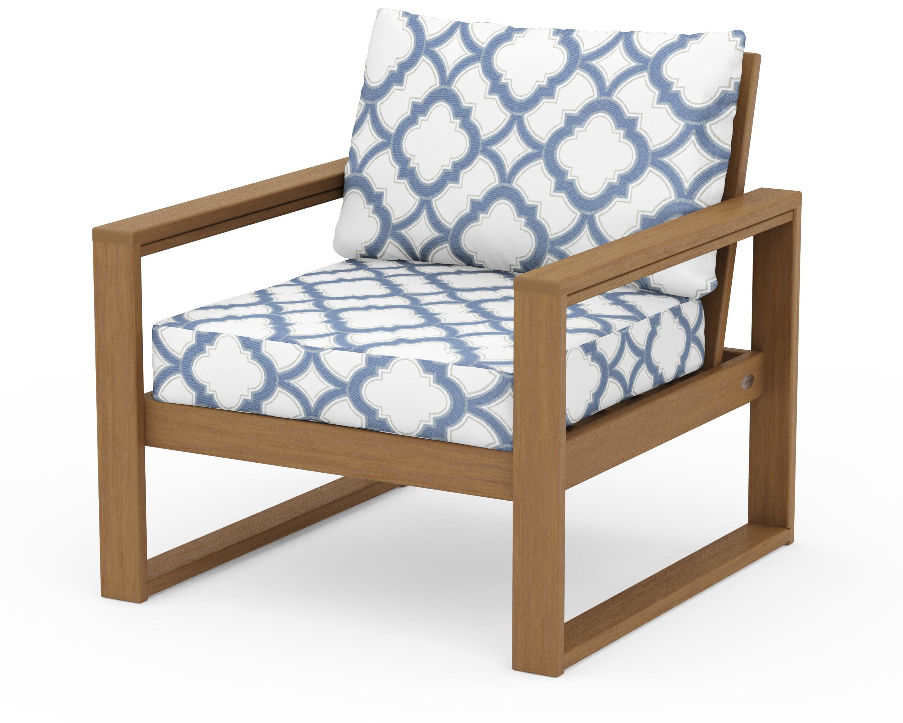 EDGE Club Chair in Natural / Trellis Sky Blue