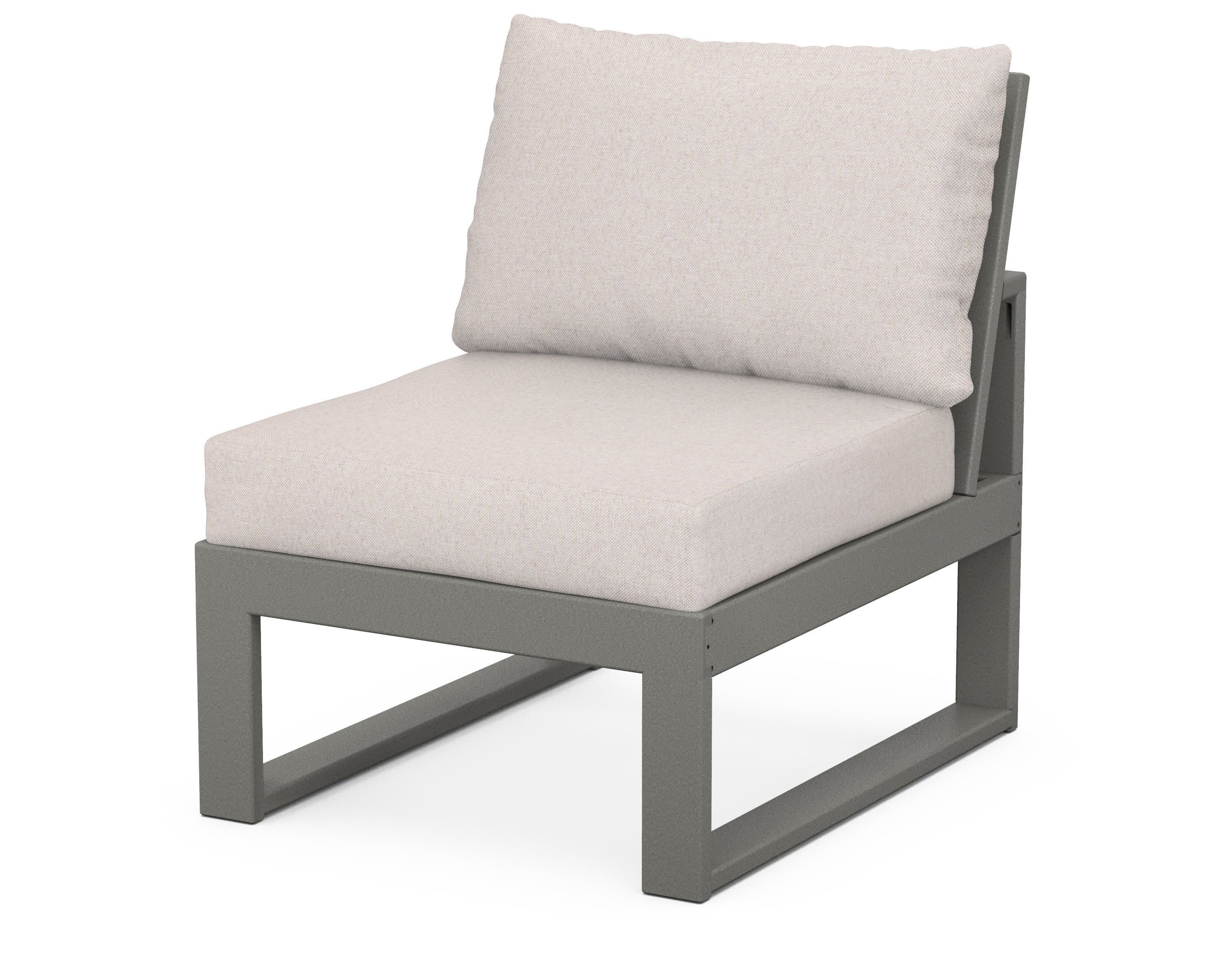 Modular Armless Chair in Slate Grey / Dune Burlap
