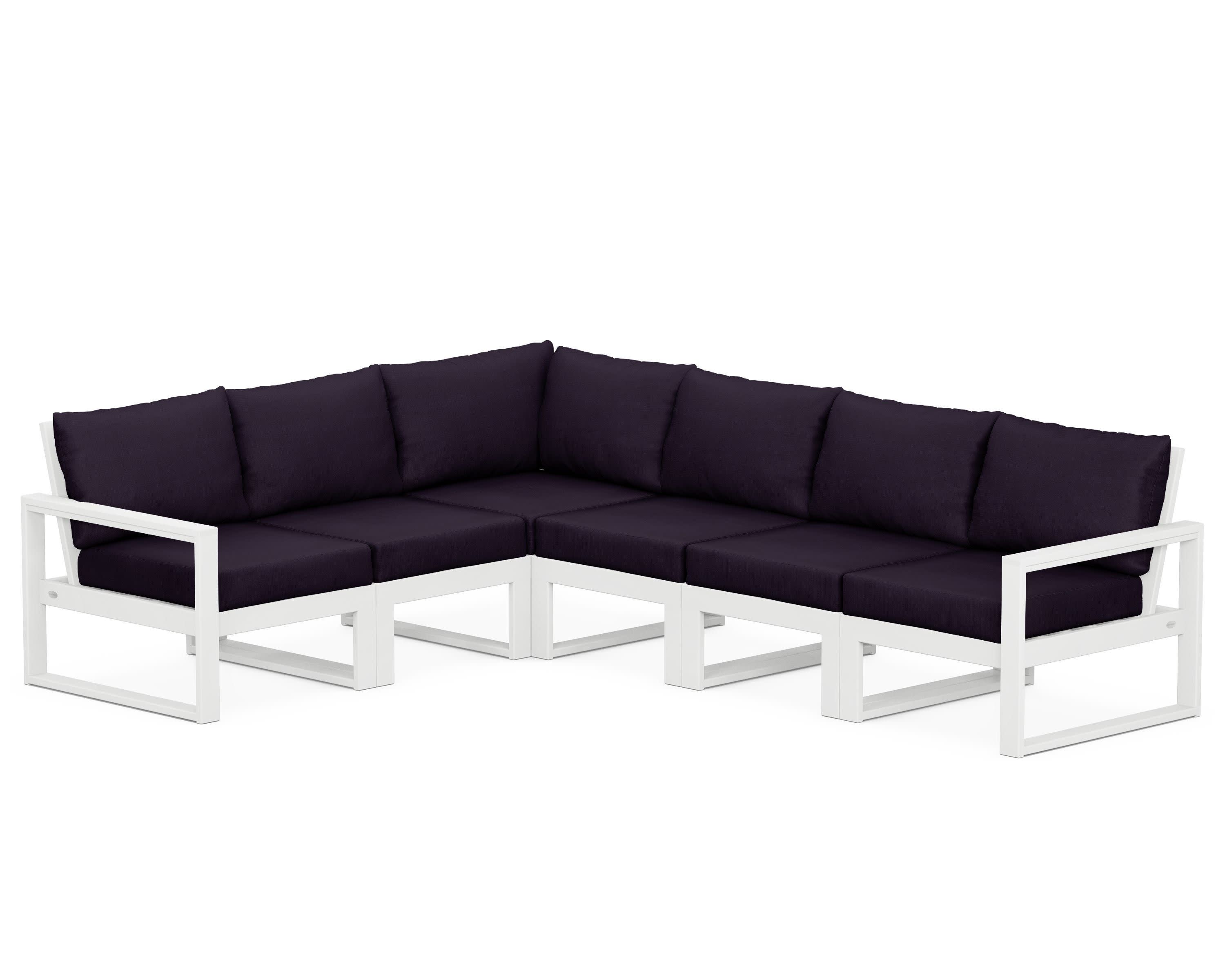 EDGE 6-Piece Modular Deep Seating Set in White / Navy Linen