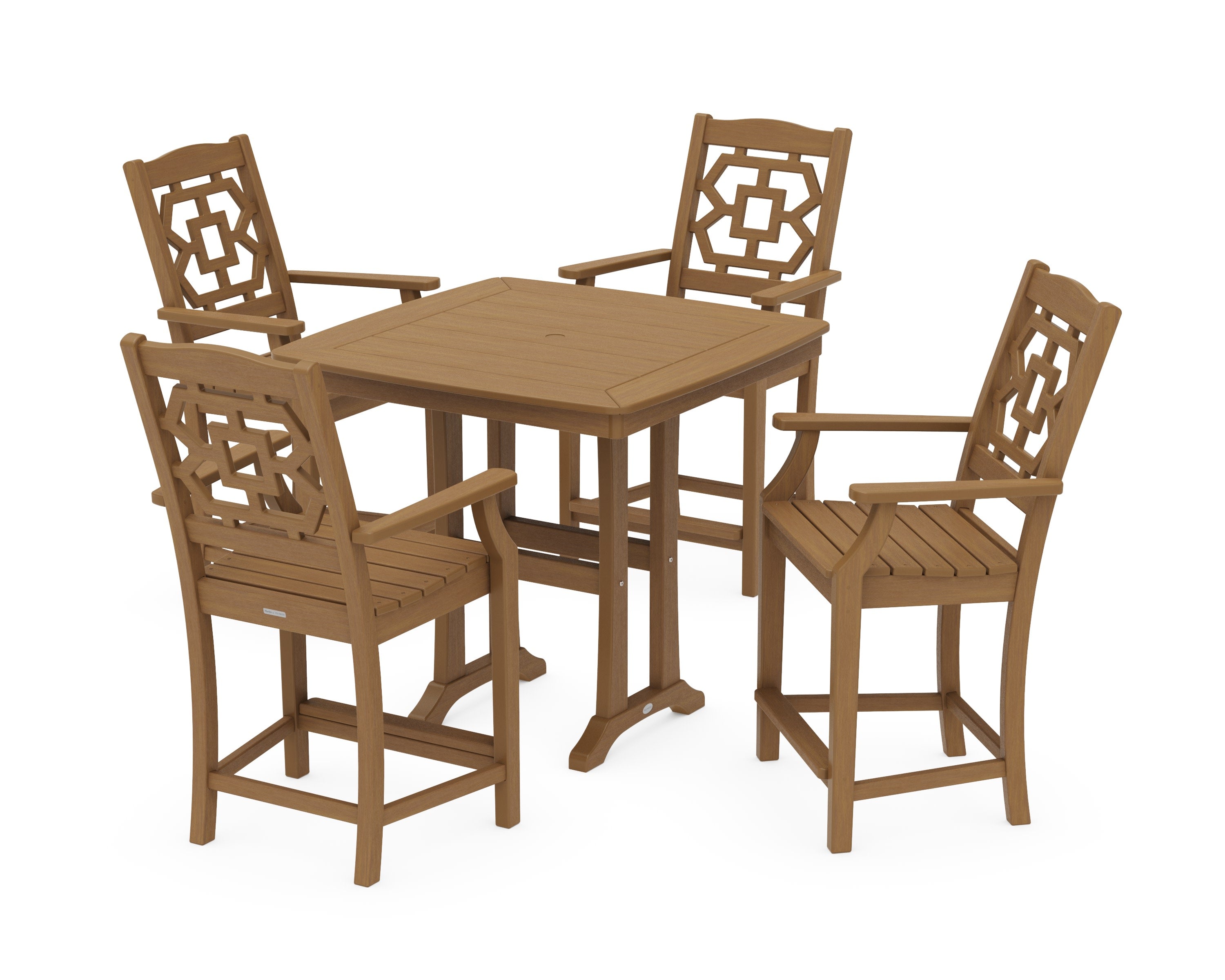 Chinoiserie 5-Piece Counter Set with Trestle Legs in Natural
