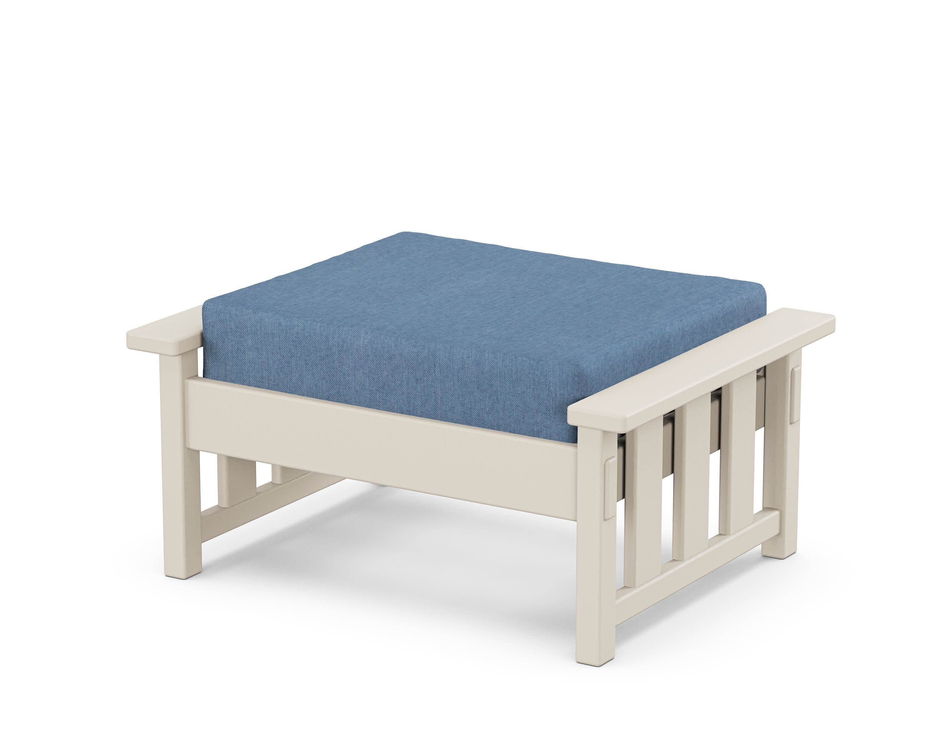 Acadia Deep Seating Ottoman in Sand / Sky Blue