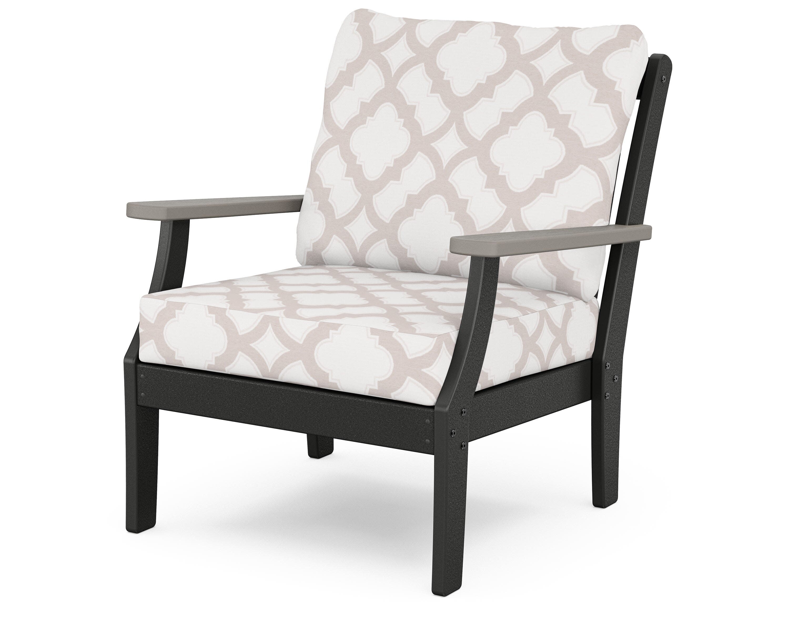 Braxton Deep Seating Chair in Black / Driftwood / Trellis Dune Burlap