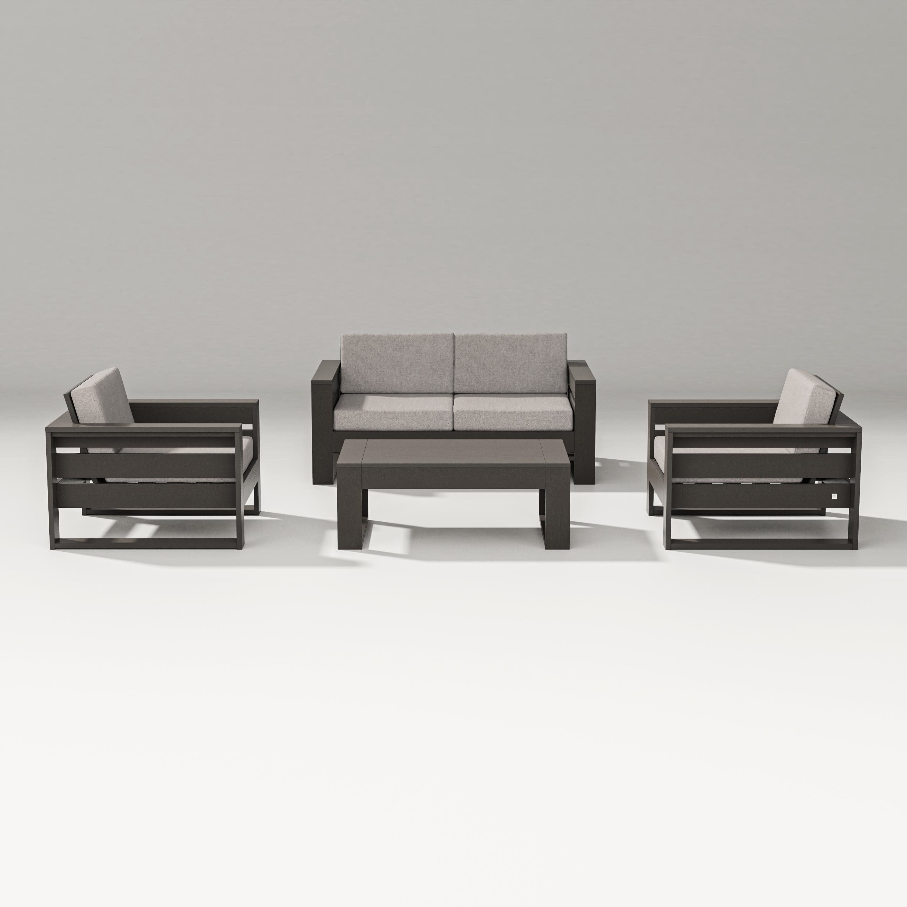 Latitude 4-Piece Lounge Loveseat Set in Vintage Coffee / Weathered Tweed