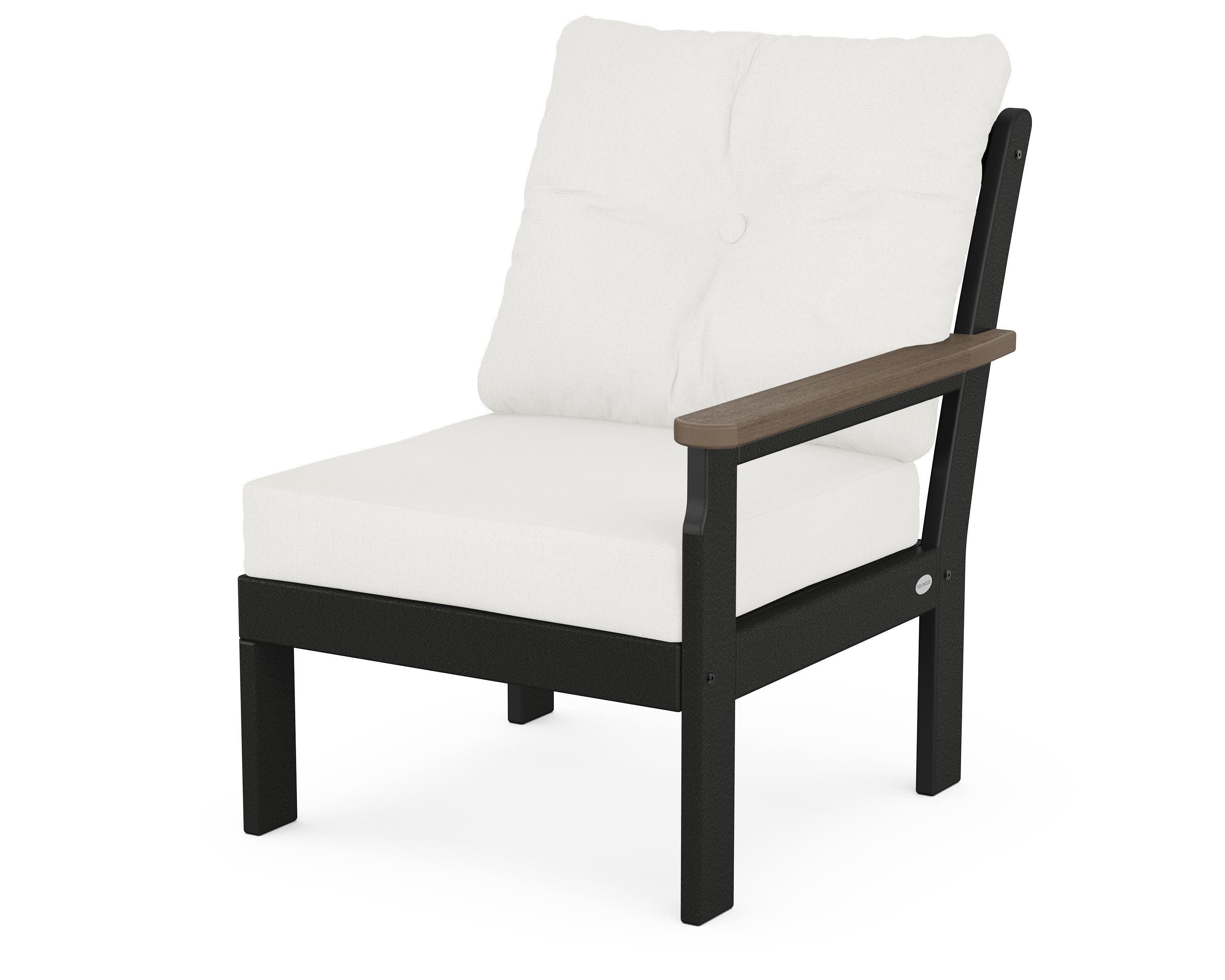 Vineyard Modular Right Arm Chair in Black / Kona / Natural Linen