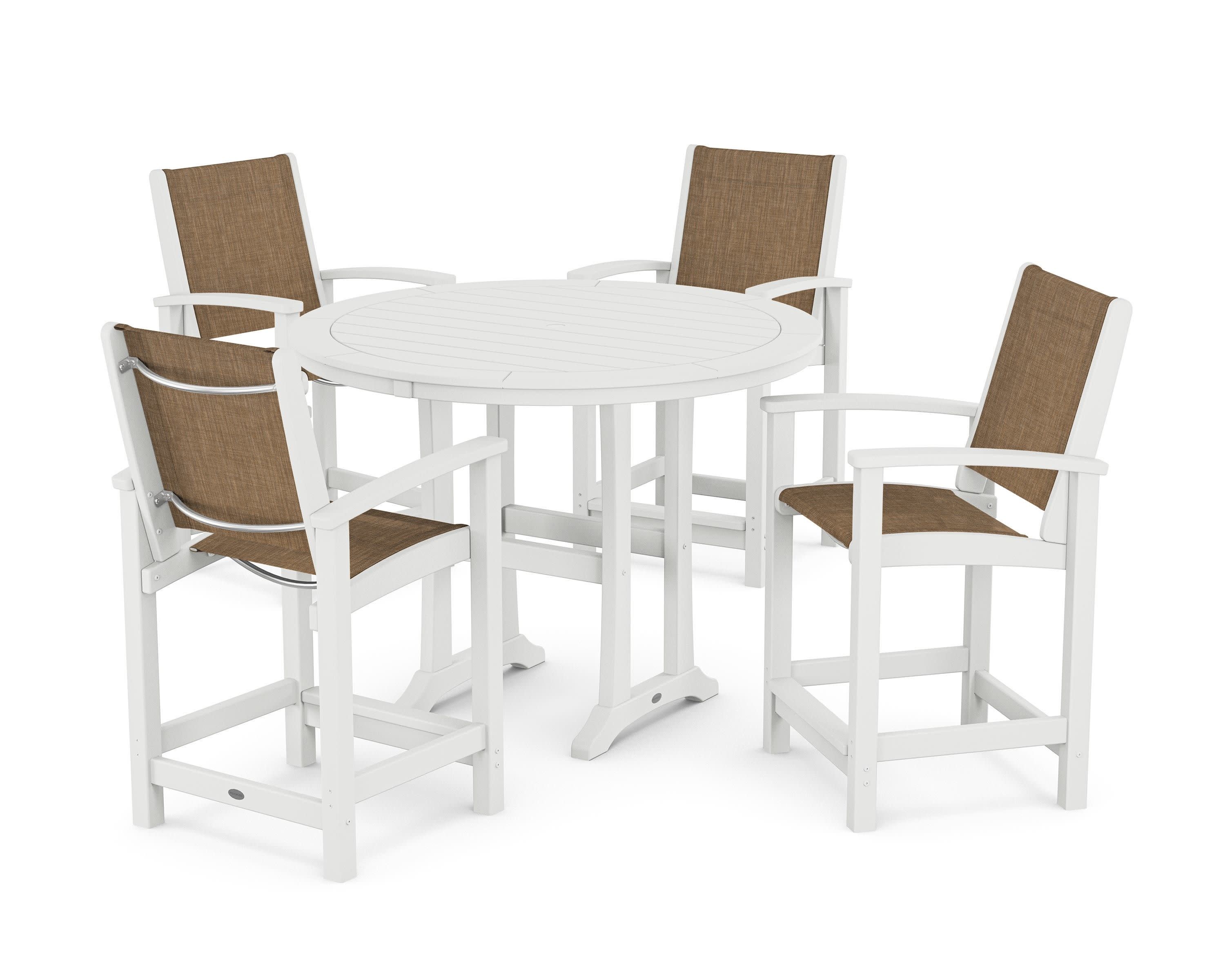 Coastal 5-Piece Counter Set in White / Burlap Sling