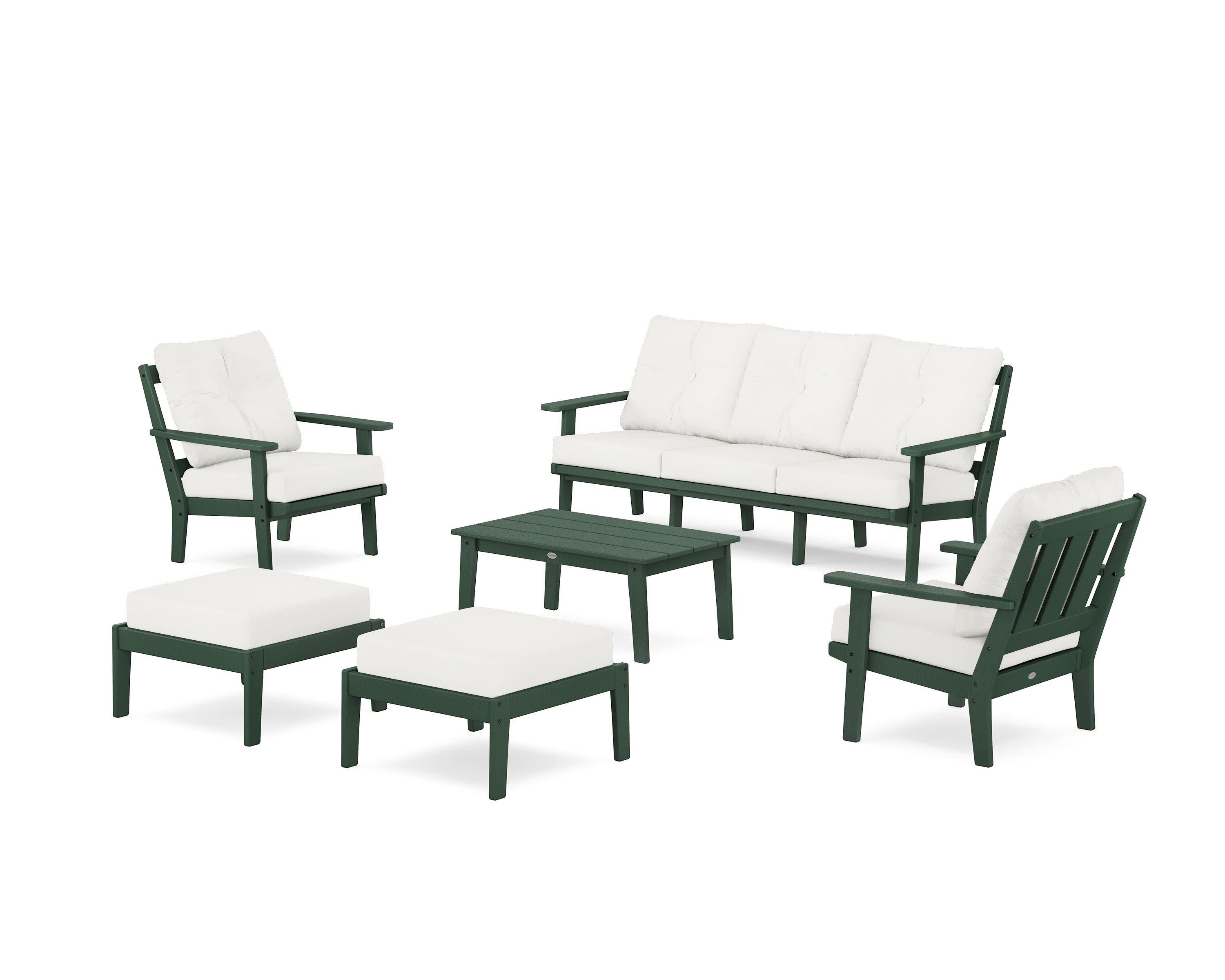 Oxford 6-Piece Lounge Sofa Set in Green / Natural Linen