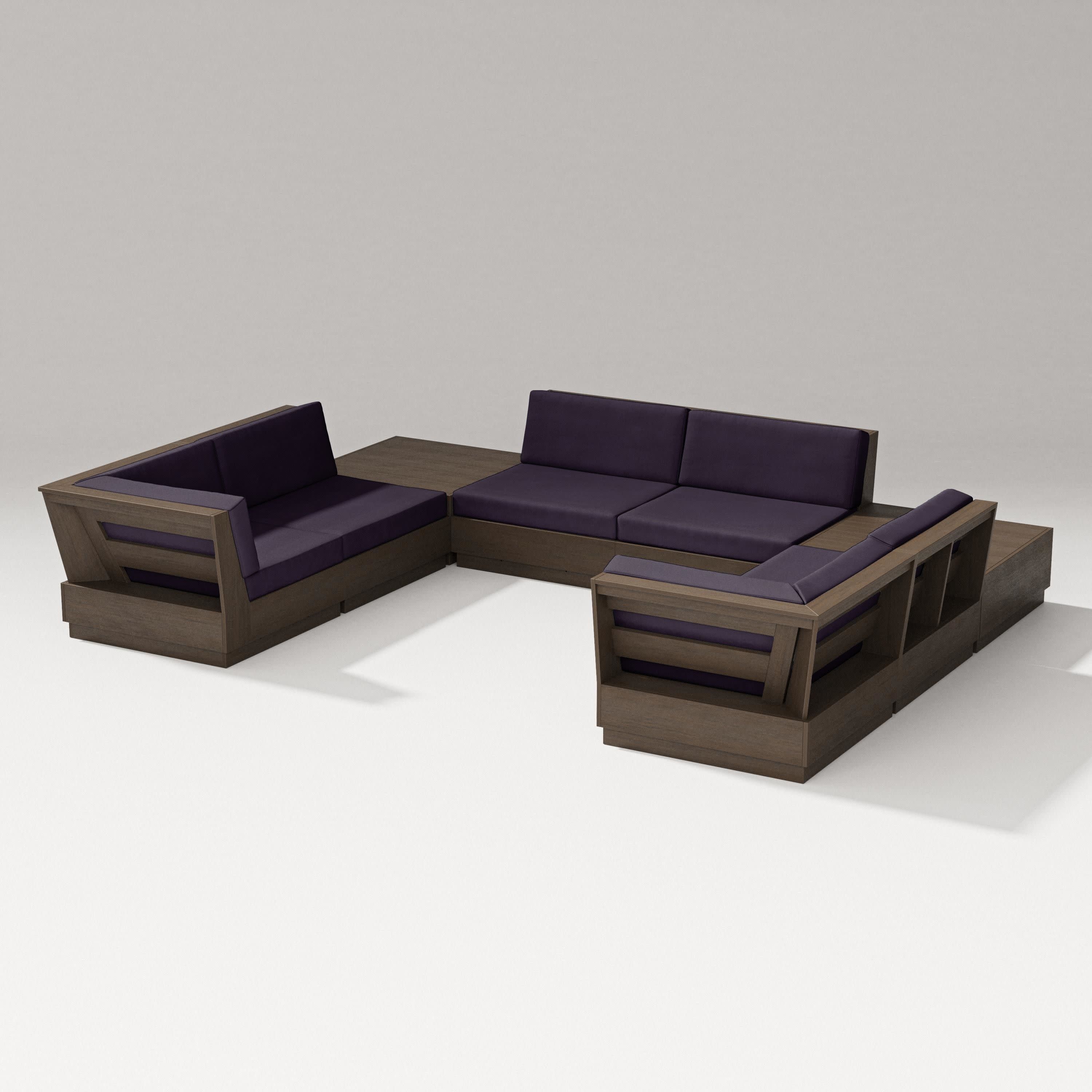 Elevate 8-Piece U-Shaped Sectional in Kona / Navy Linen