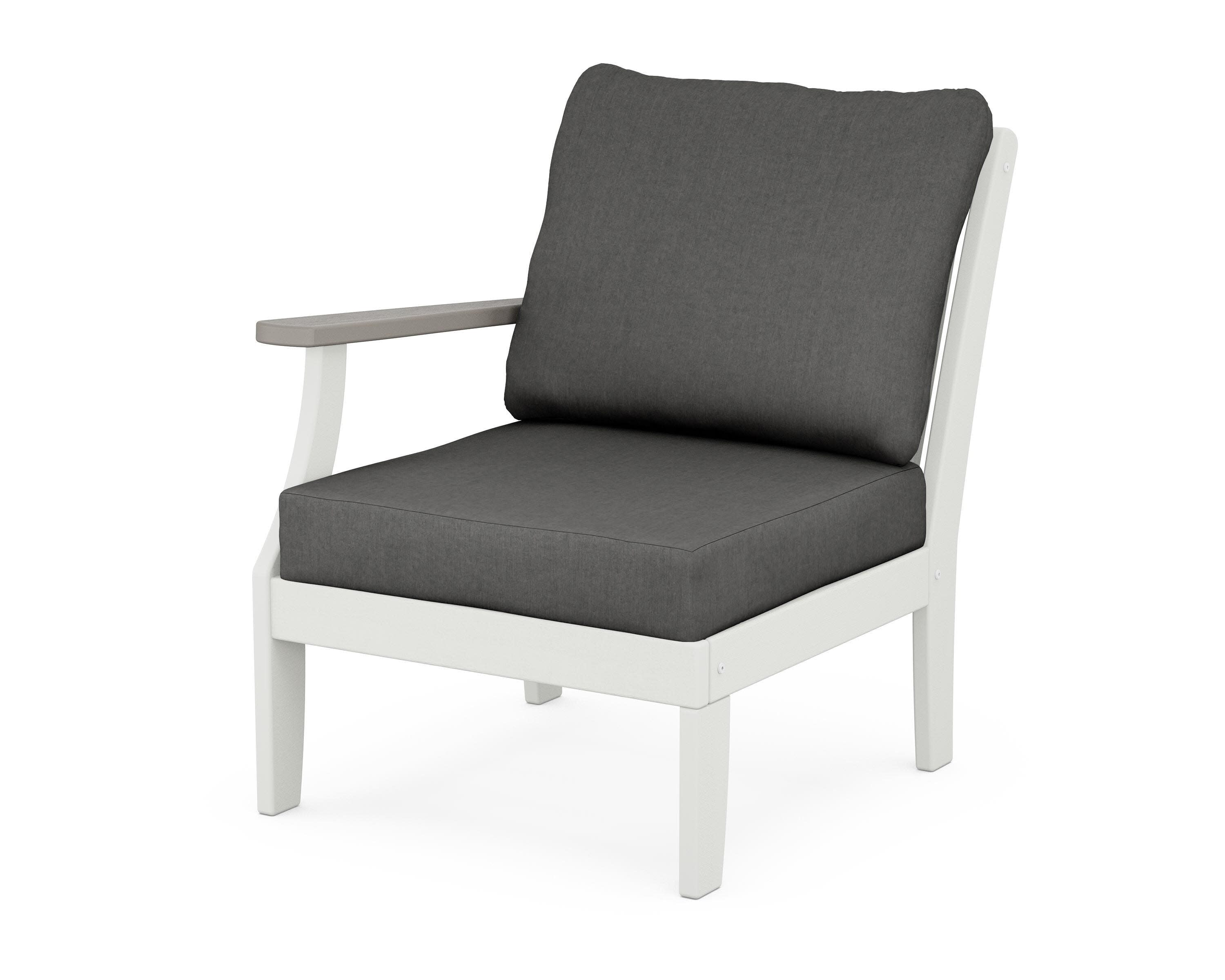 Braxton Modular Left Arm Chair in White / Driftwood / Spectrum Carbon