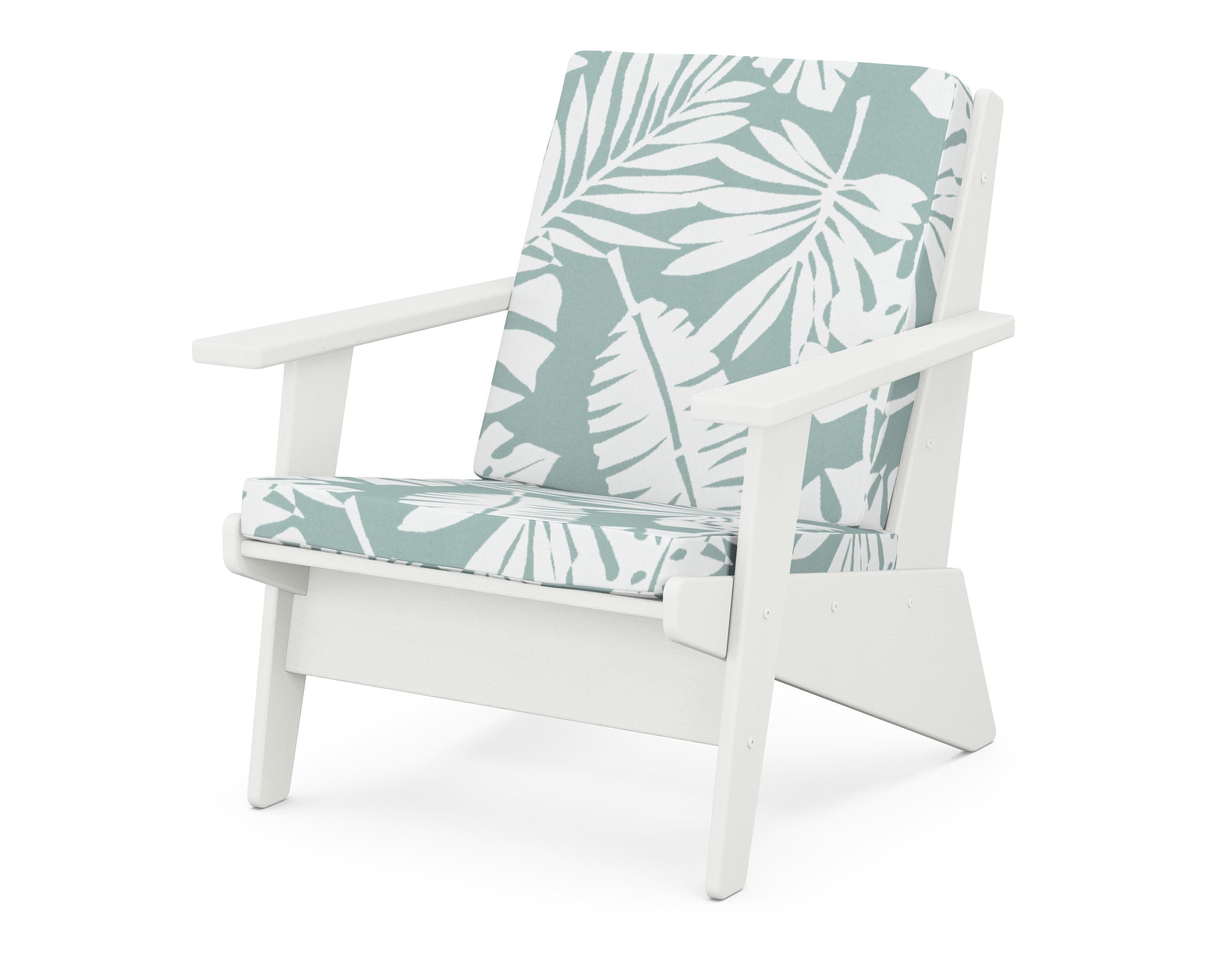 Riviera Modern Lounge Chair in Vintage White / Leaf Glacier Spa
