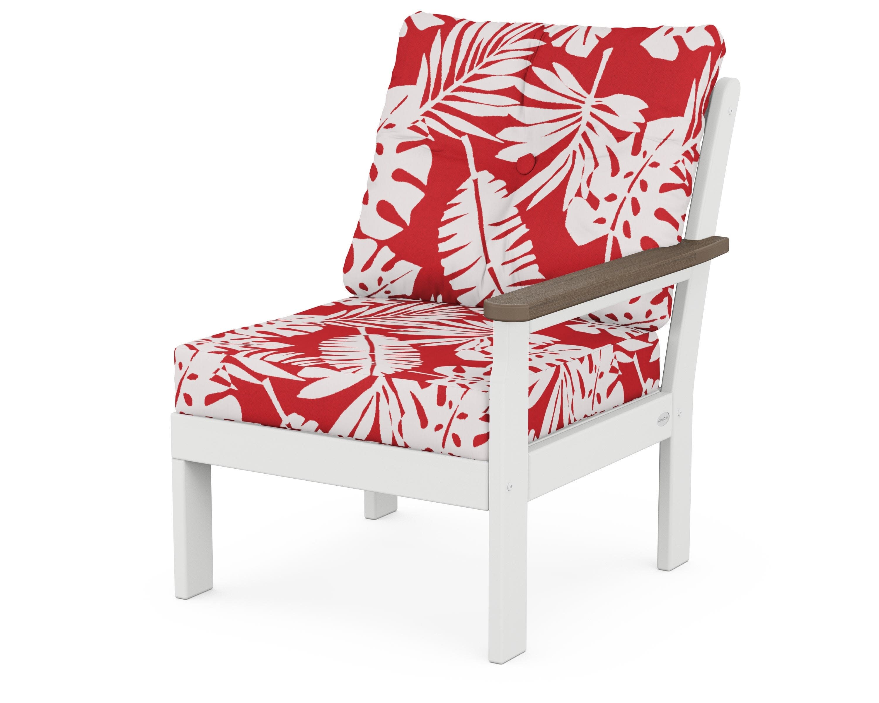Vineyard Modular Right Arm Chair in White / Kona / Leaf Crimson