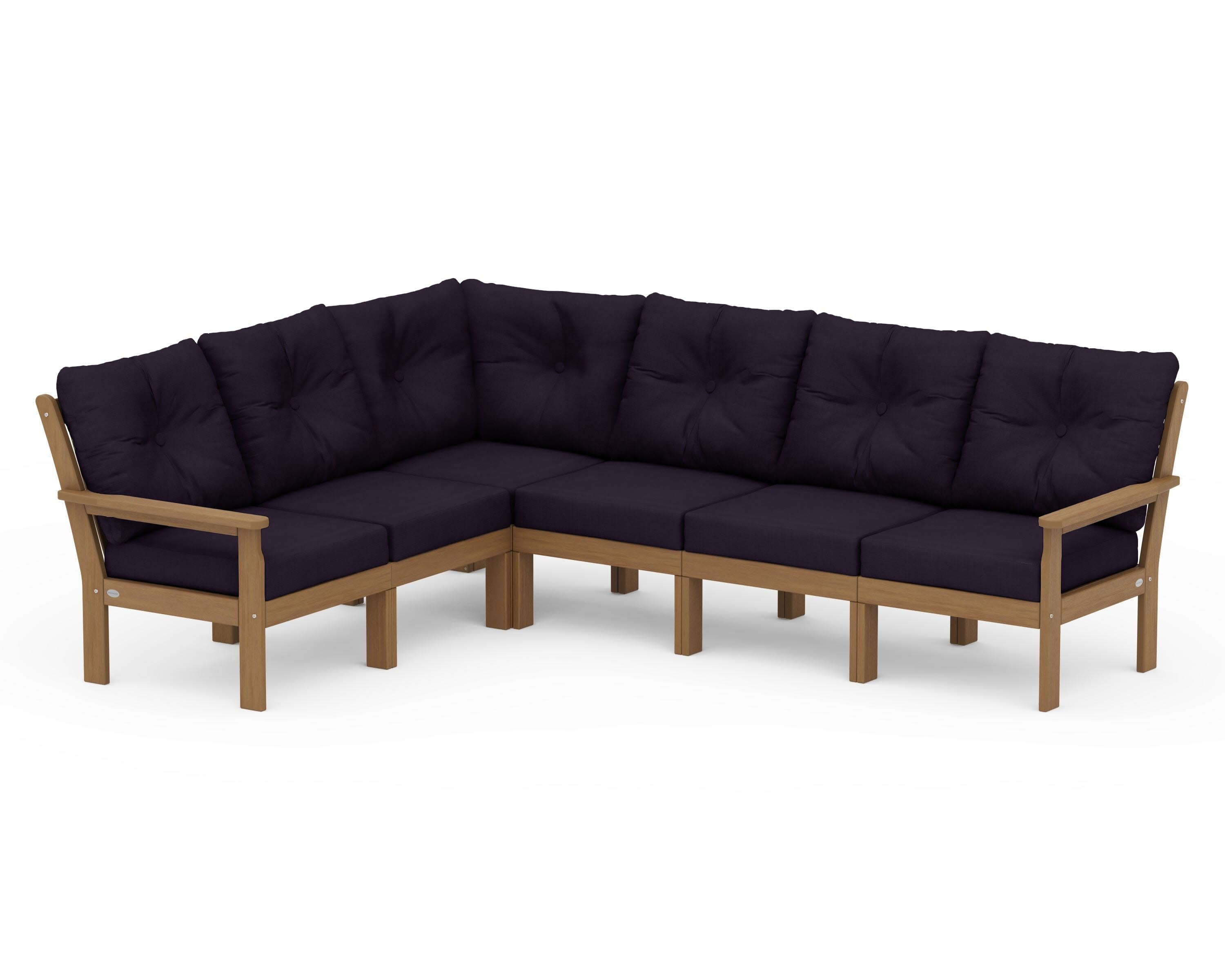 Vineyard 6-Piece Sectional in Natural / Navy Linen