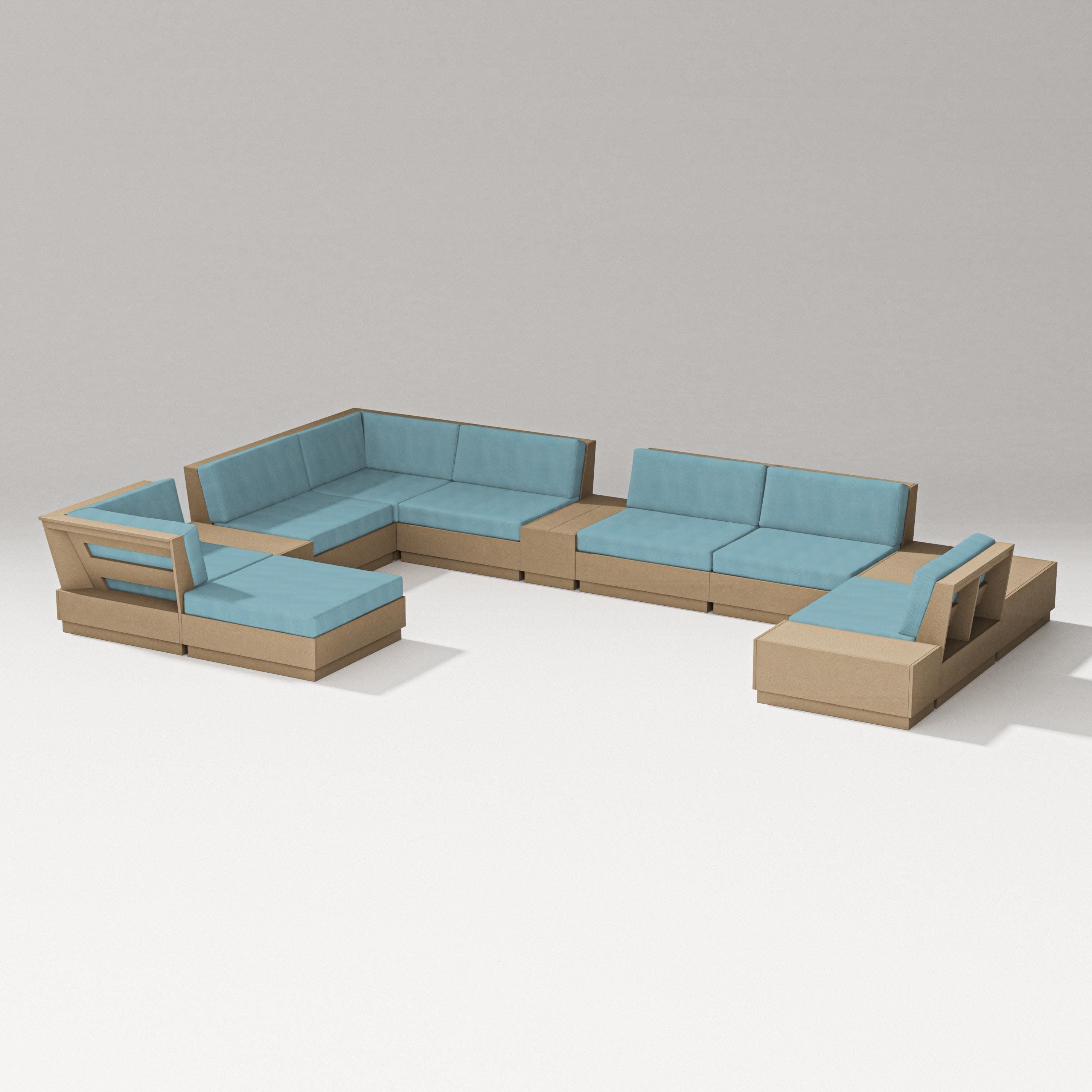 Elevate 12-Piece Conversation Sectional Set in Vintage Sahara / Lattice Sky Blue