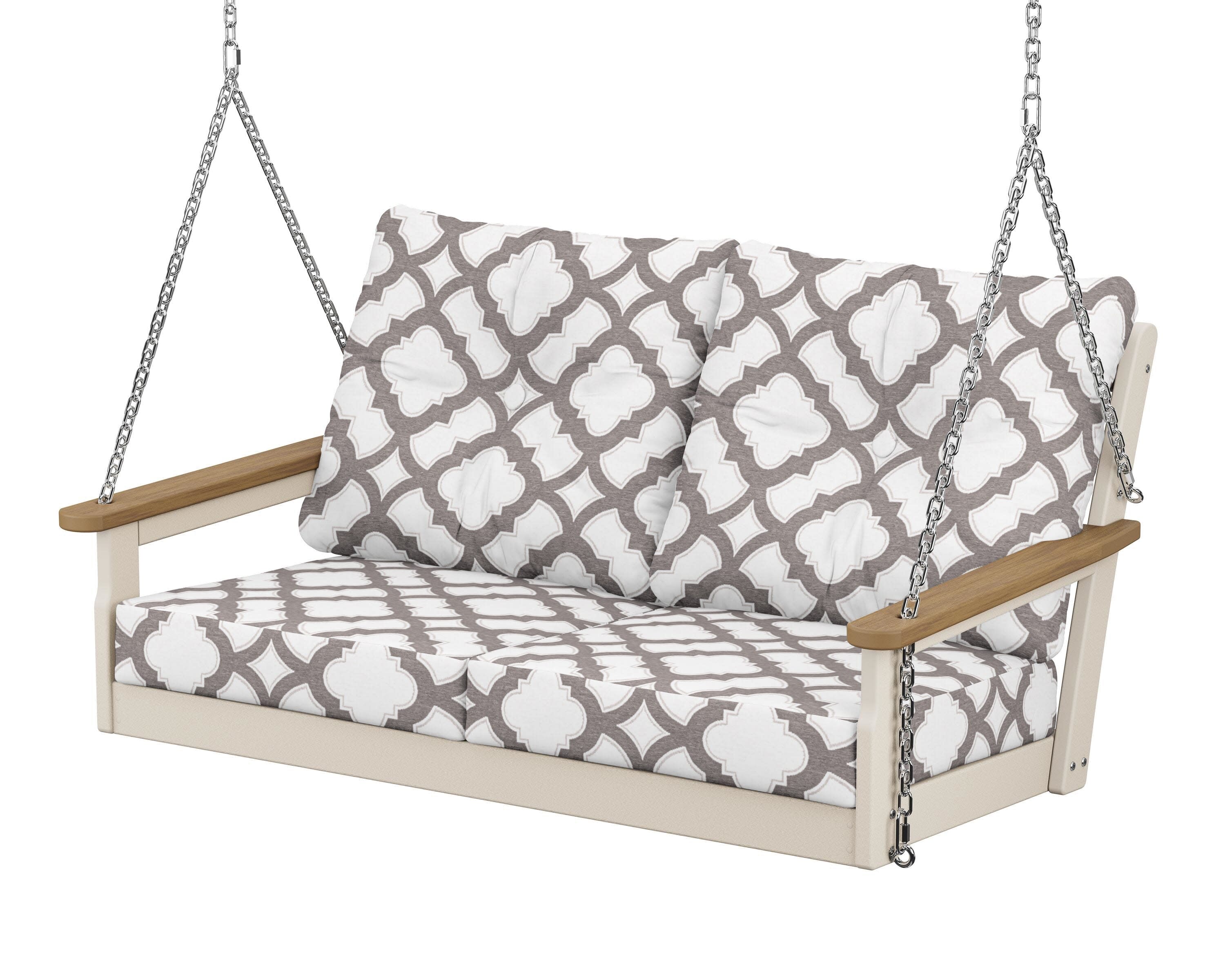 Vineyard Deep Seating Swing in Sand / Natural / Trellis Grey Mist