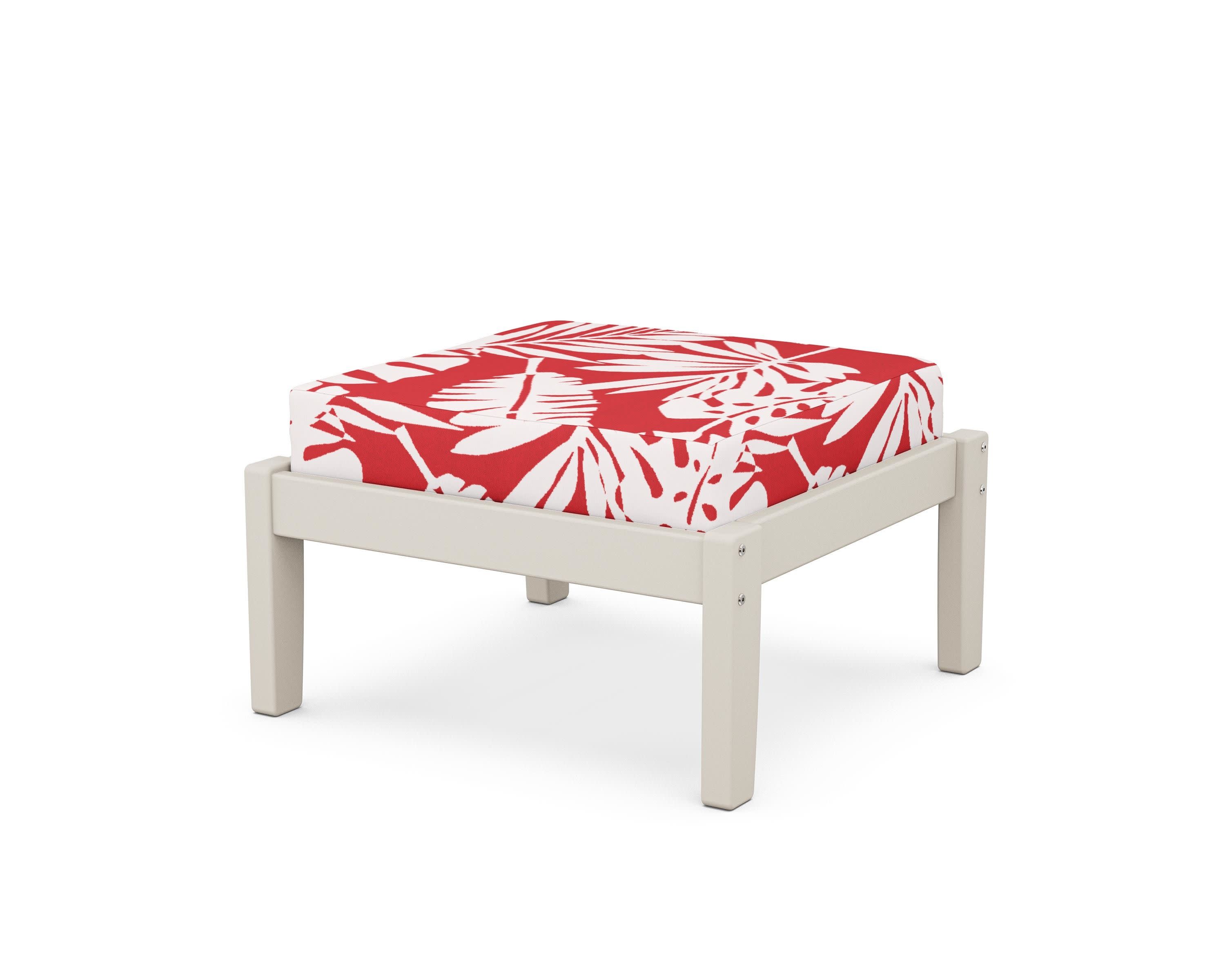 Deep Seating Ottoman in Sand / Leaf Crimson