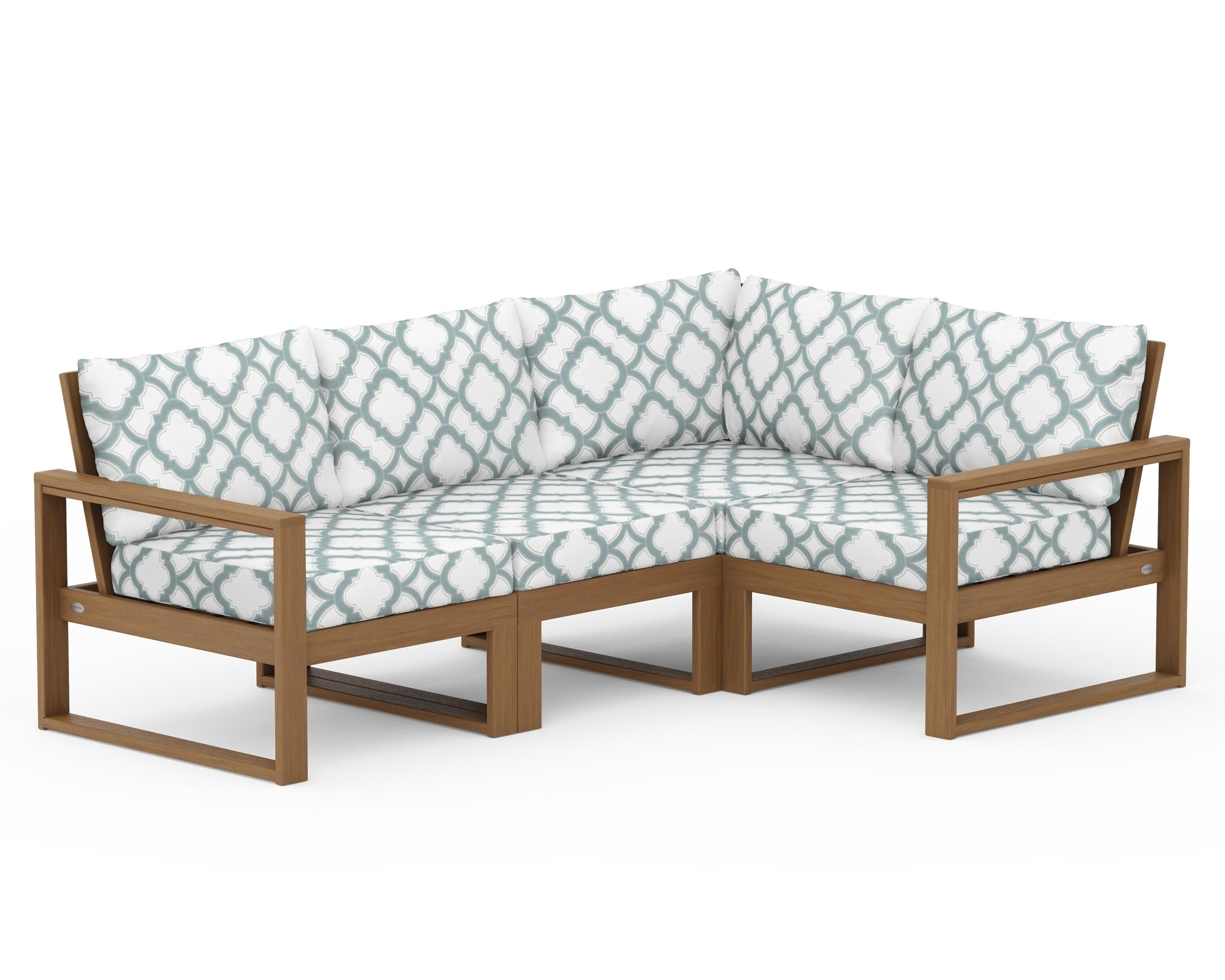 EDGE 4-Piece Modular Deep Seating Set in Natural / Trellis Glacier Spa