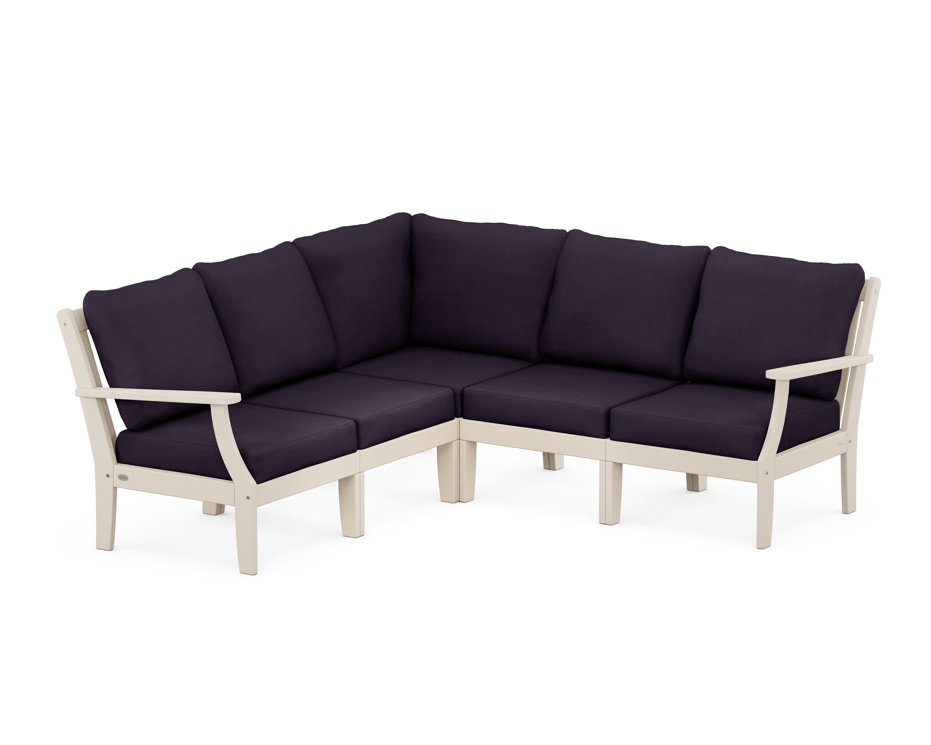 Braxton Modular 5-Piece Deep Seating Set in Sand / Navy Linen