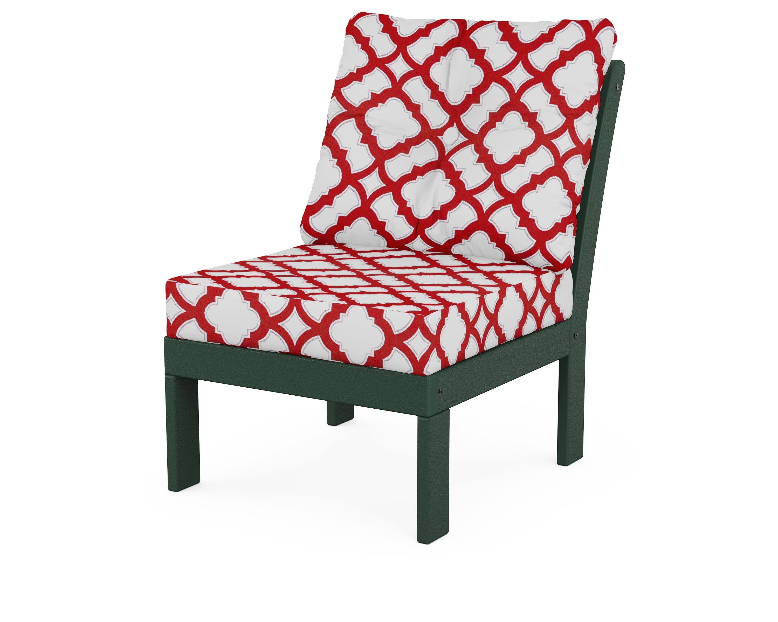 Vineyard Modular Armless Chair in Green / Trellis Crimson
