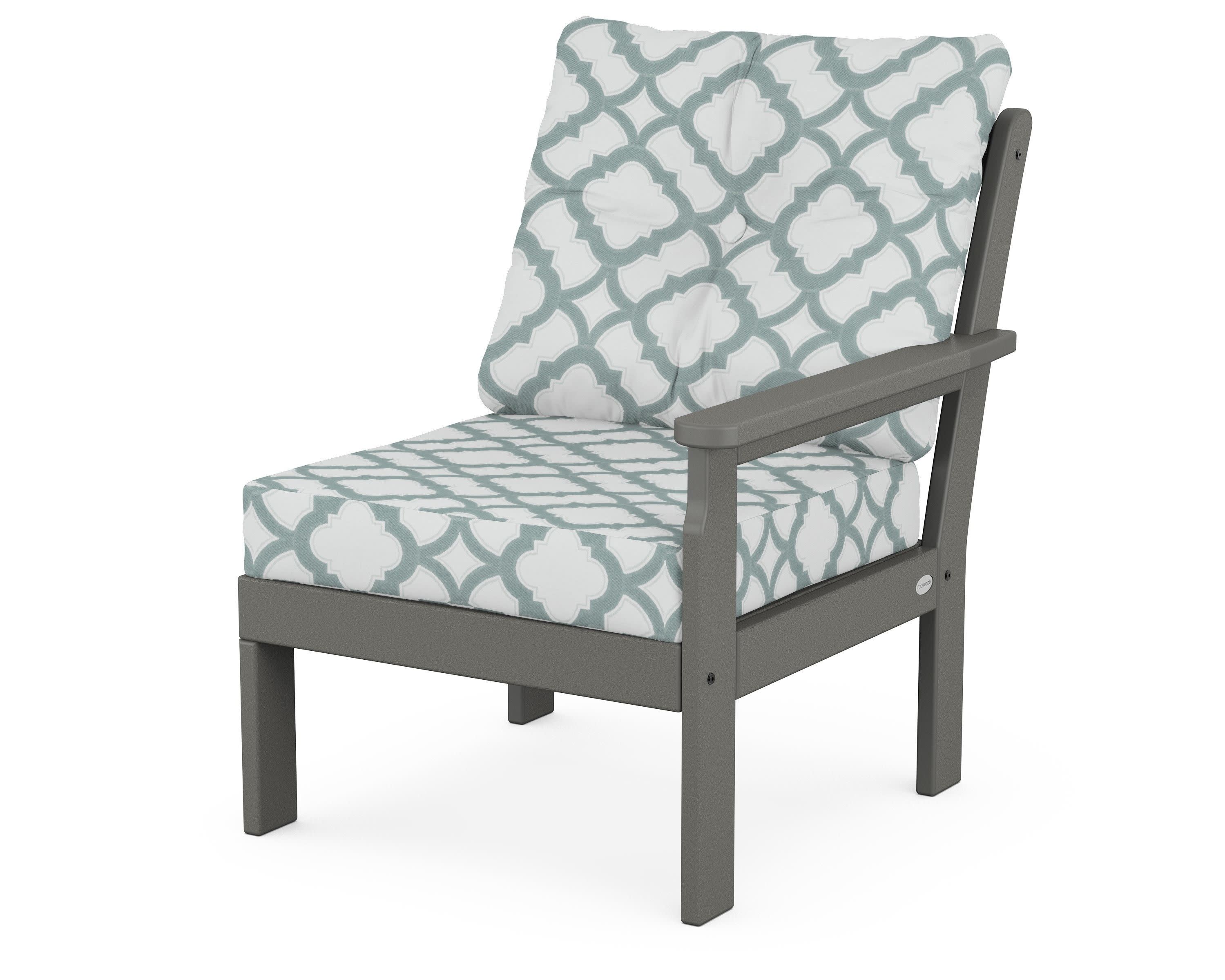 Vineyard Modular Right Arm Chair in Slate Grey / Trellis Glacier Spa