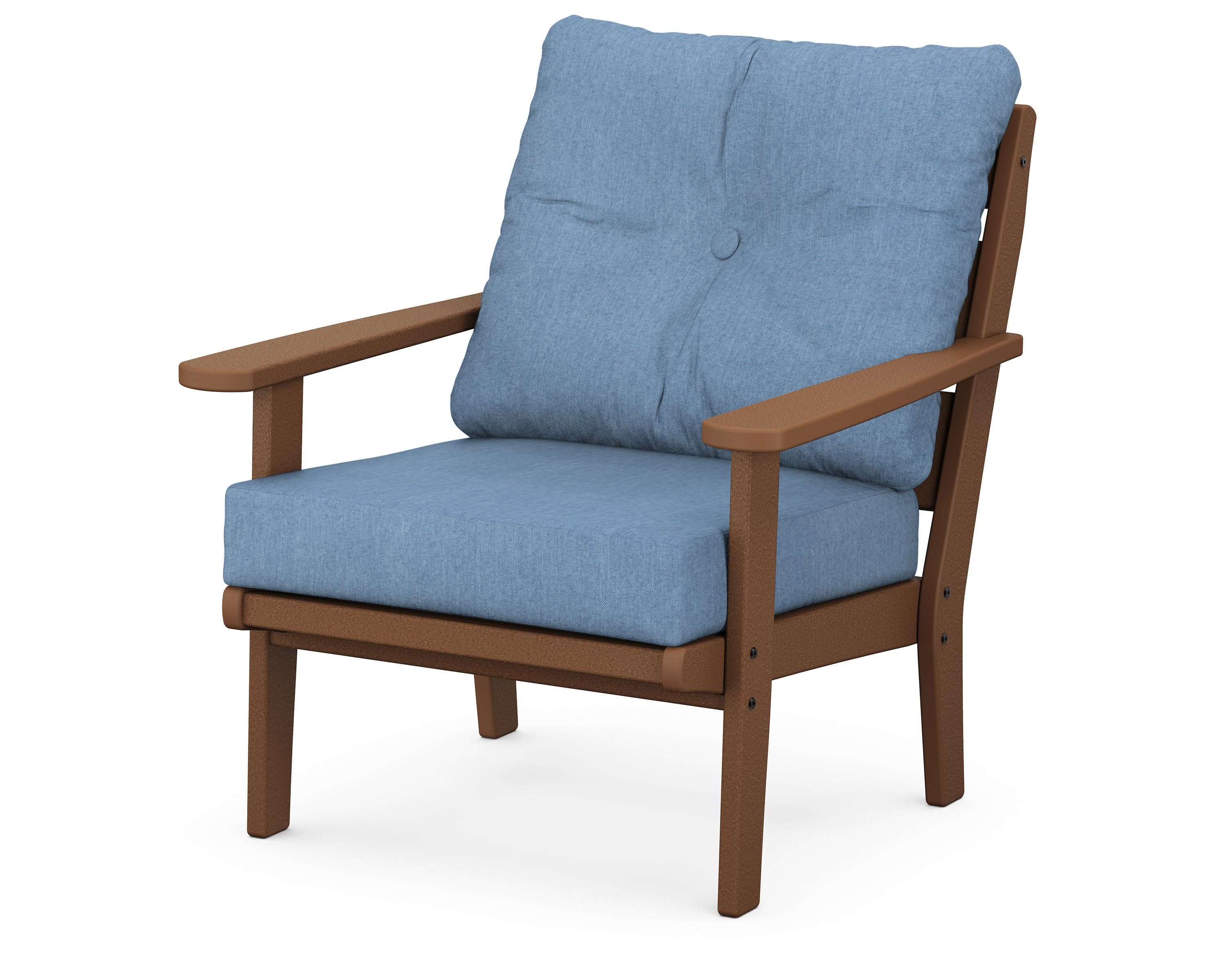 Lakeside Deep Seating Chair in Teak / Sky Blue