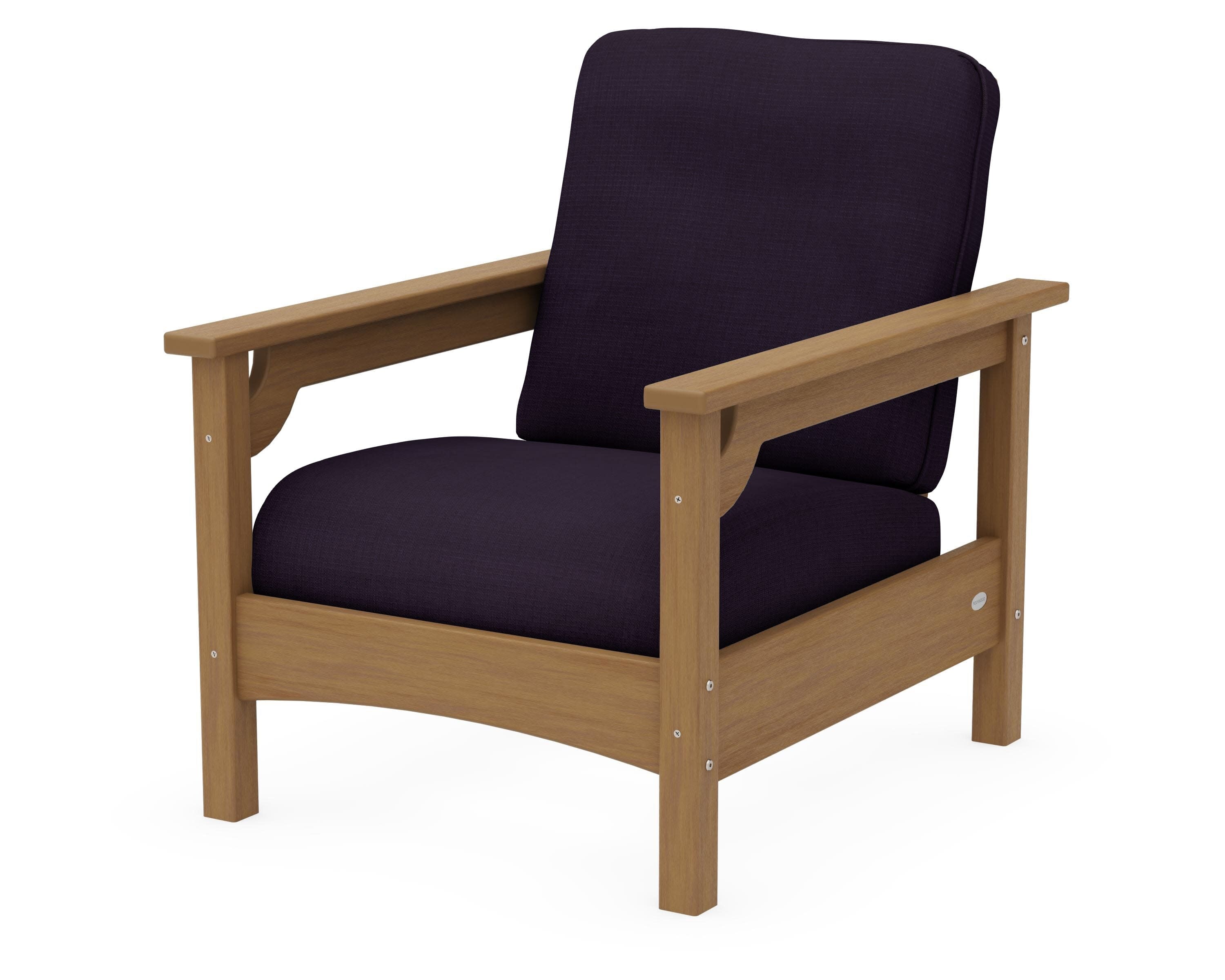 Club Chair in Natural / Navy Linen