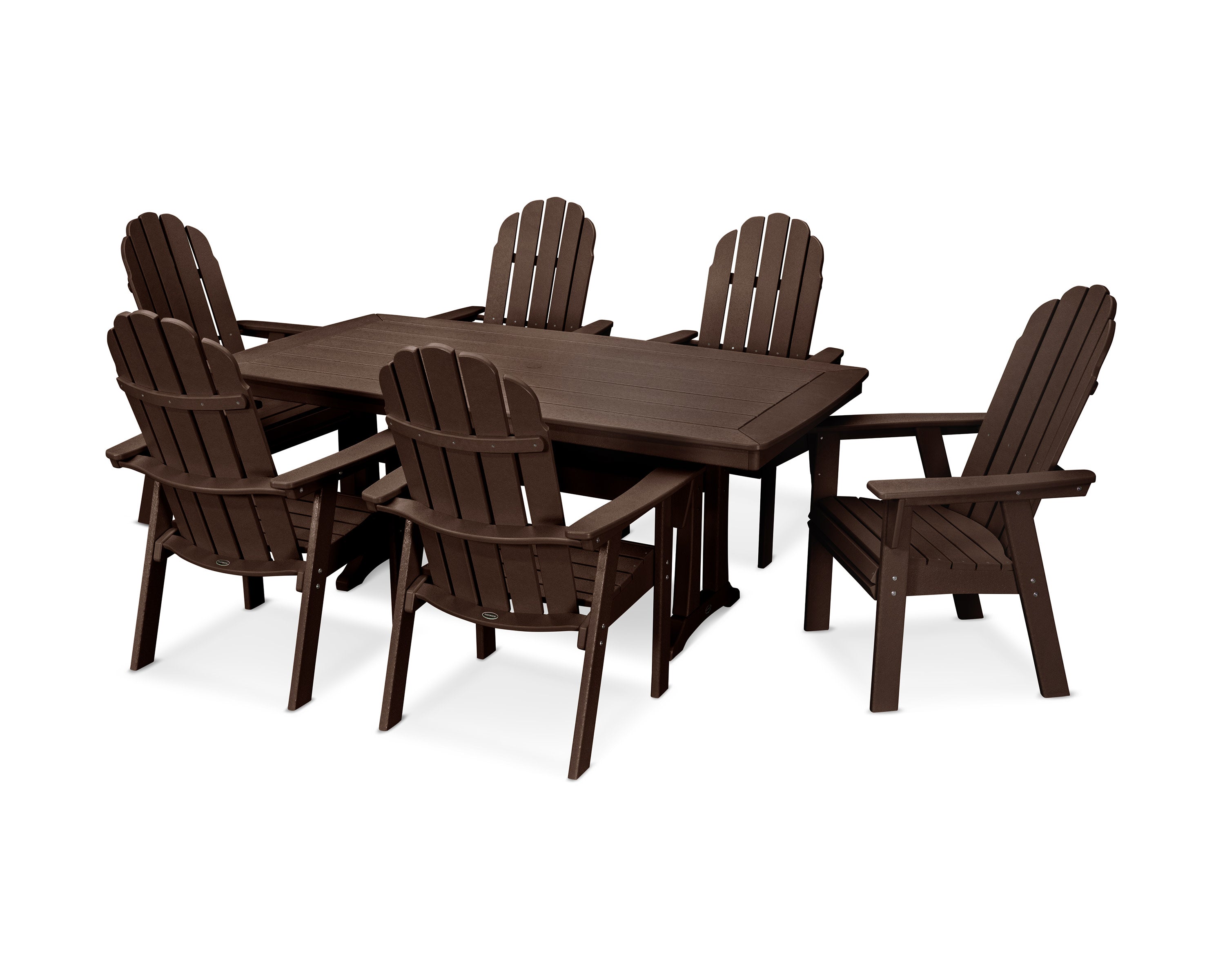 Vineyard Curveback Adirondack 7-Piece Dining Set with Trestle Legs in Mahogany