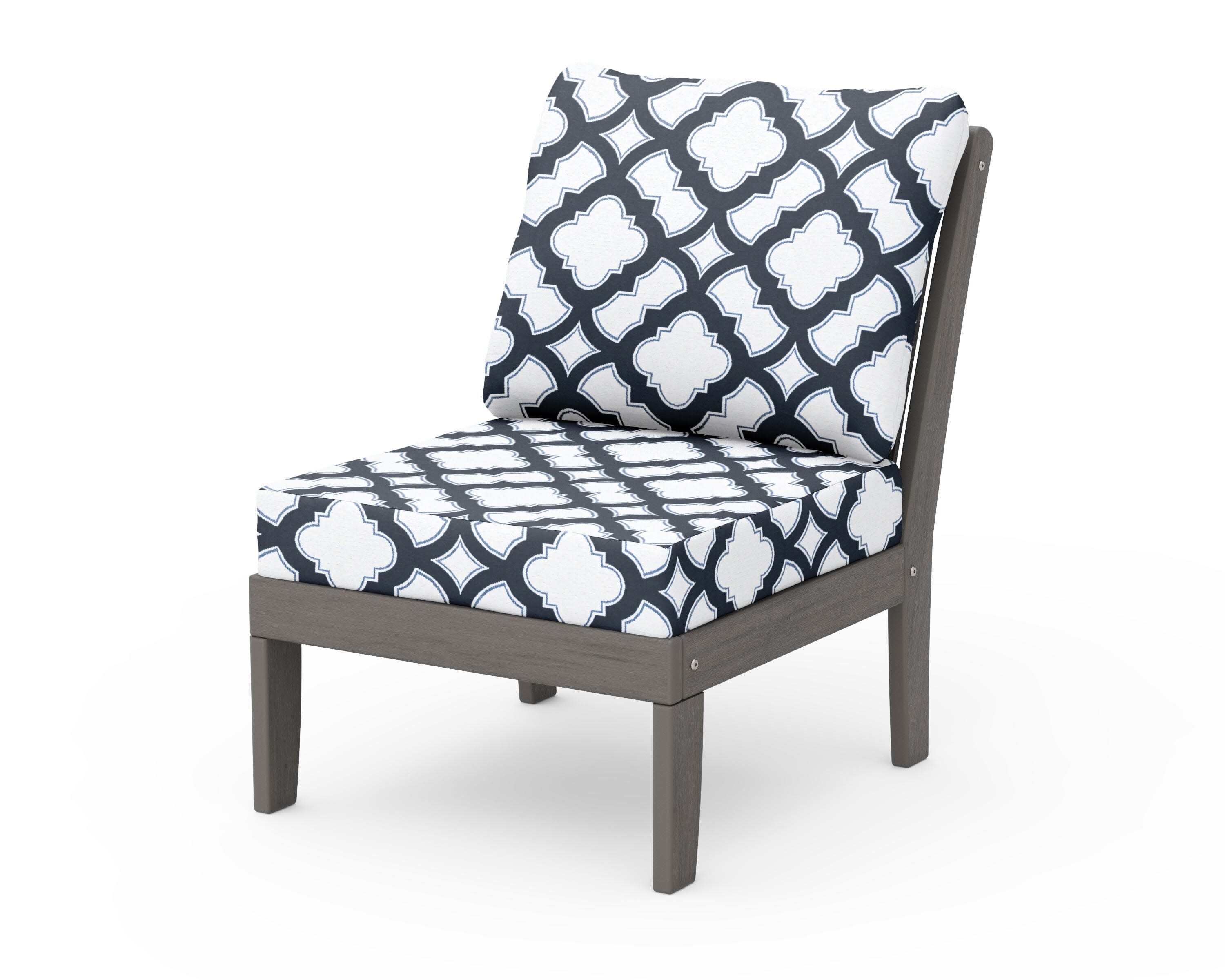 Braxton Modular Armless Chair in Driftwood / Trellis Marine Indigo